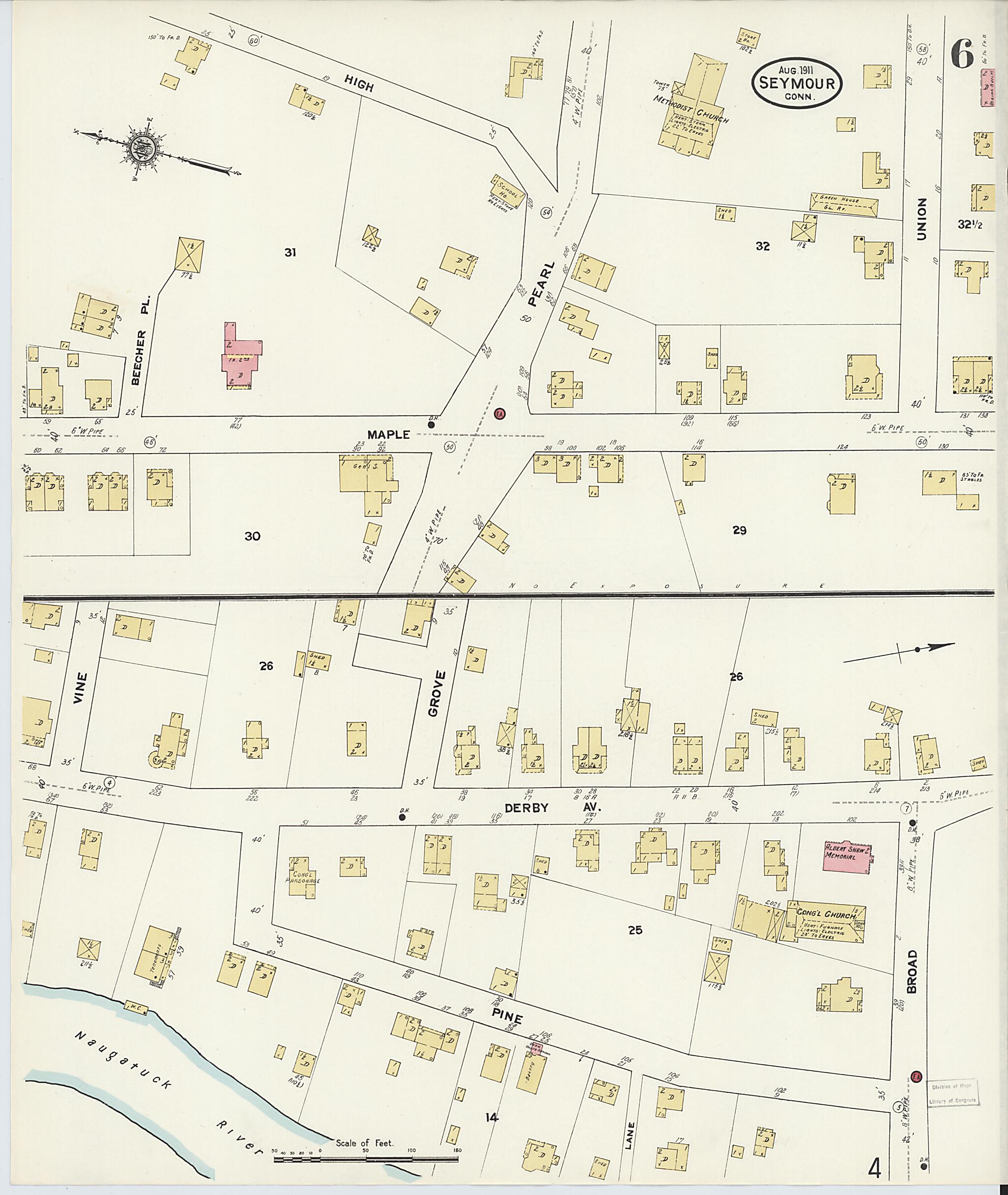 This old map of Seymour, New Haven County, Connecticut was created by Sanborn Map Company in 1911