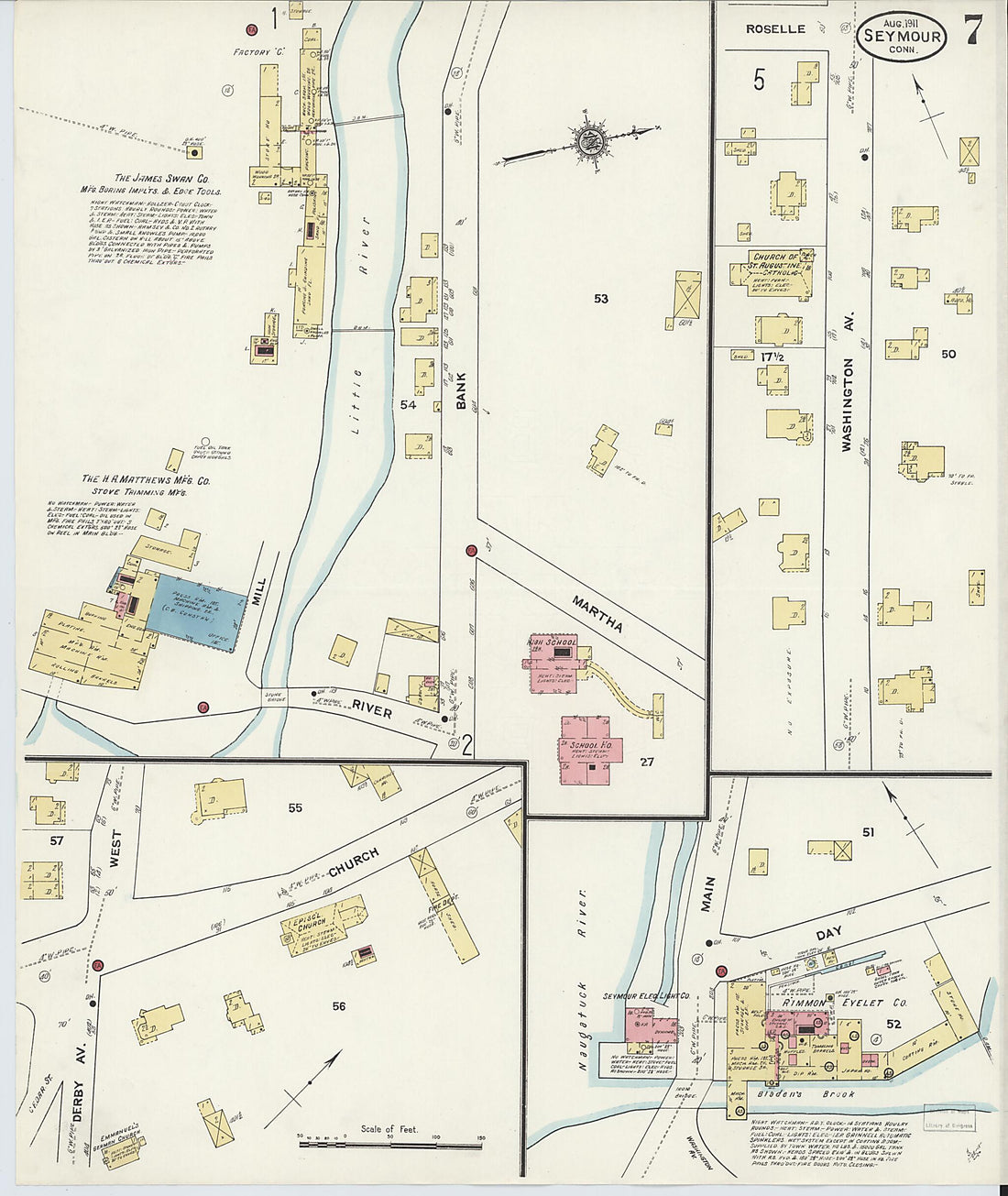 This old map of Seymour, New Haven County, Connecticut was created by Sanborn Map Company in 1911