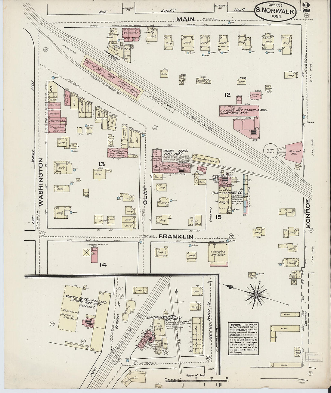 This old map of South Norwalk, Fairfield County, Connecticut was created by Sanborn Map Company in 1884
