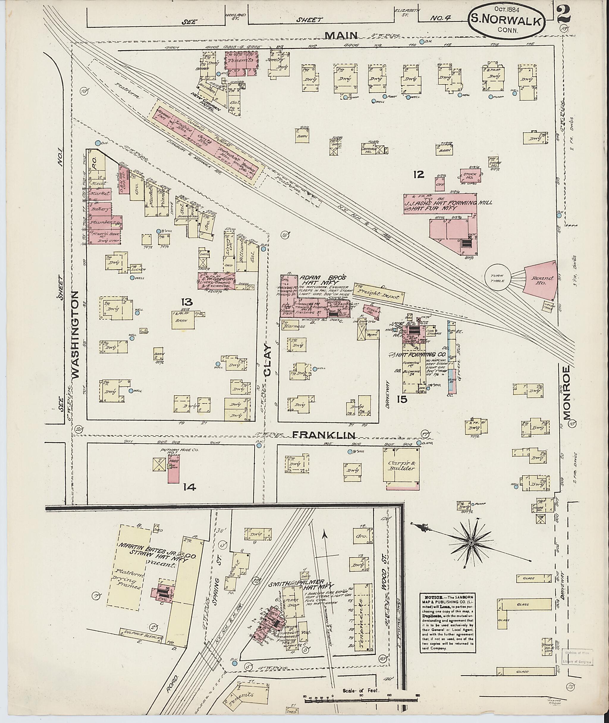 This old map of South Norwalk, Fairfield County, Connecticut was created by Sanborn Map Company in 1884
