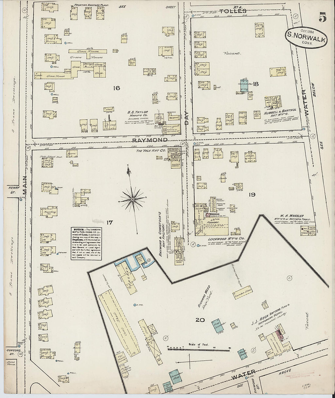 This old map of South Norwalk, Fairfield County, Connecticut was created by Sanborn Map Company in 1884
