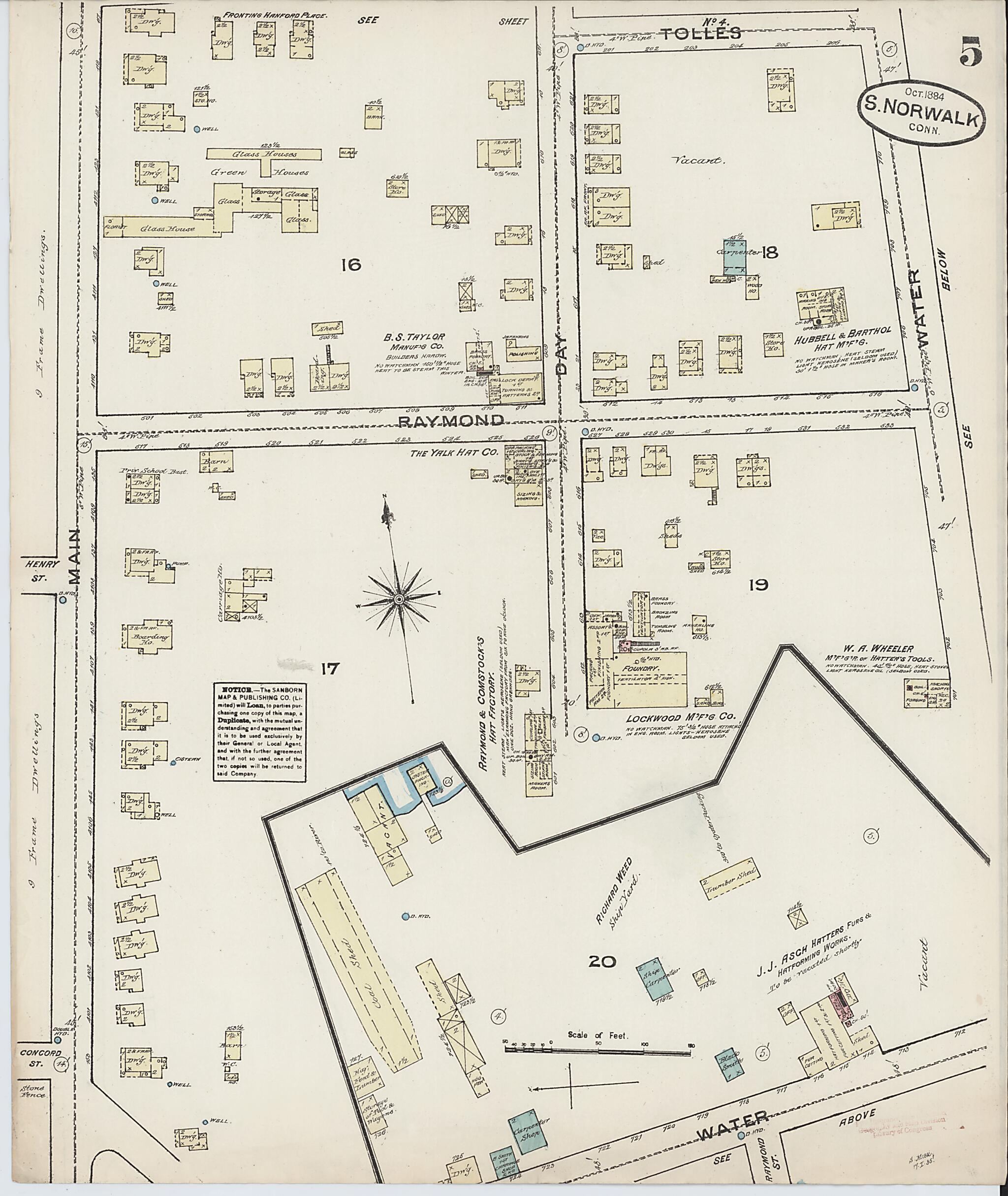 This old map of South Norwalk, Fairfield County, Connecticut was created by Sanborn Map Company in 1884