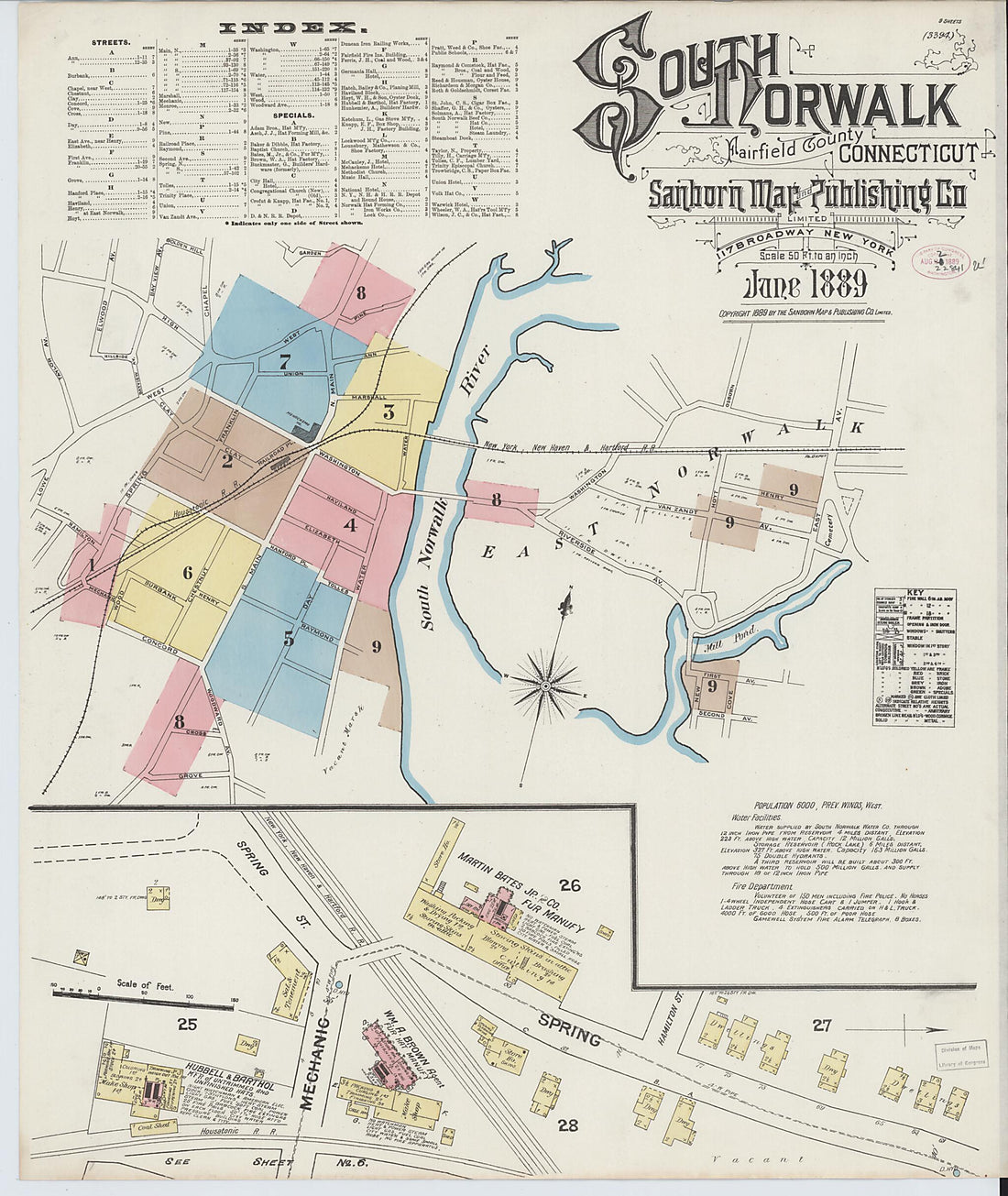This old map of South Norwalk, Fairfield County, Connecticut was created by Sanborn Map Company in 1889