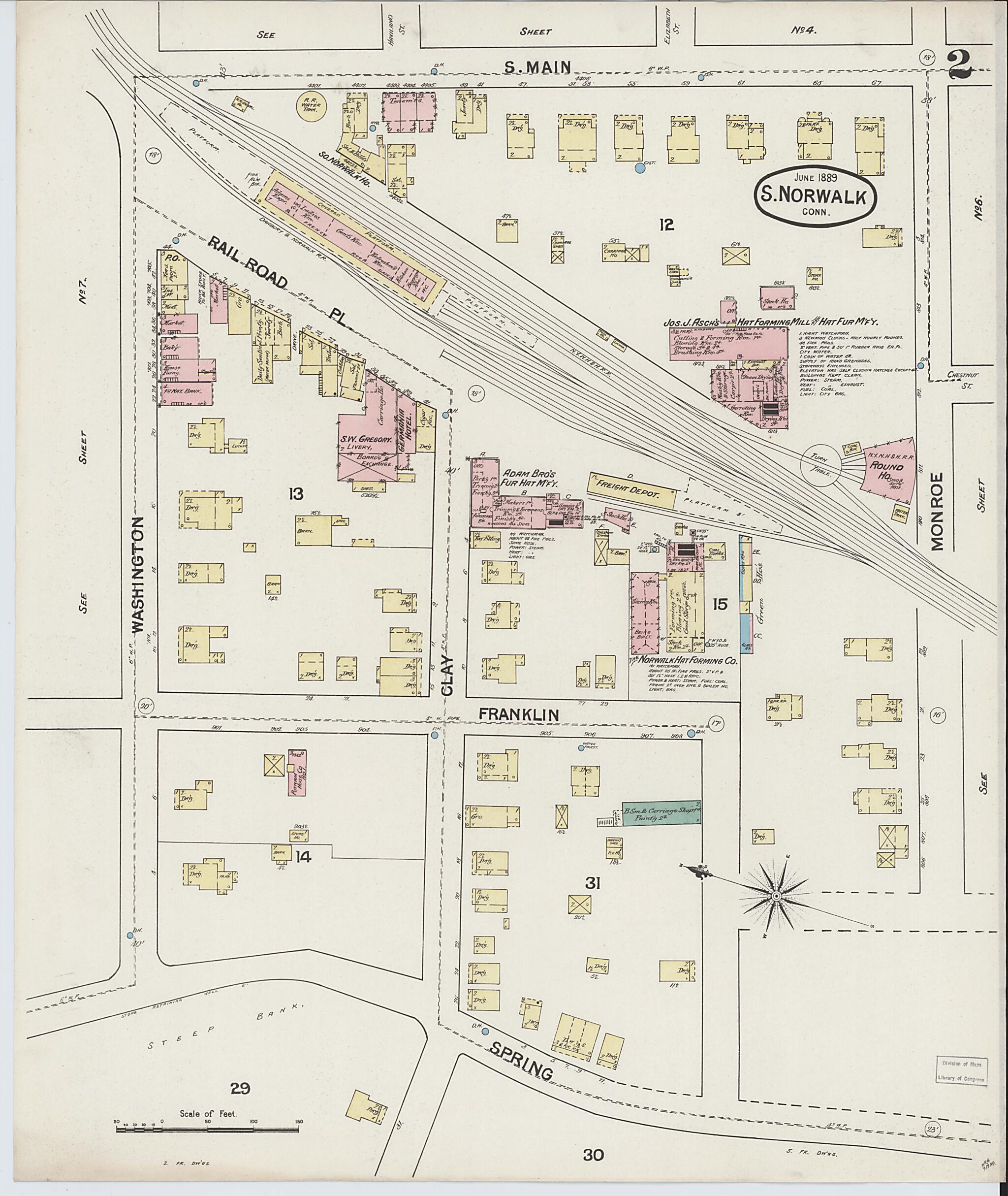 This old map of South Norwalk, Fairfield County, Connecticut was created by Sanborn Map Company in 1889
