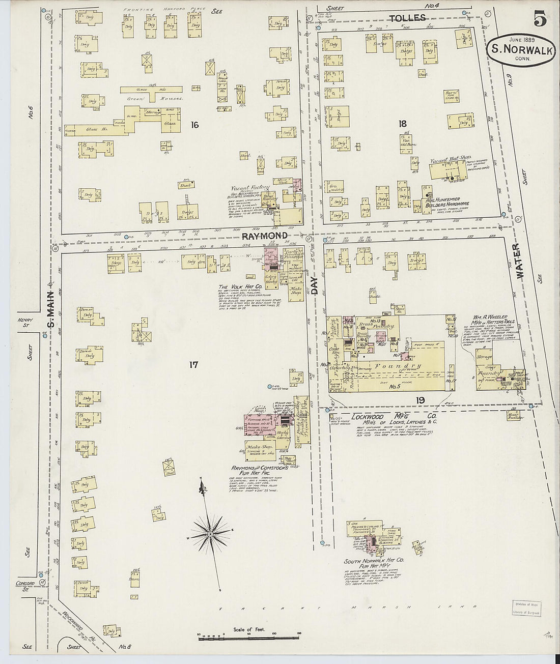 This old map of South Norwalk, Fairfield County, Connecticut was created by Sanborn Map Company in 1889