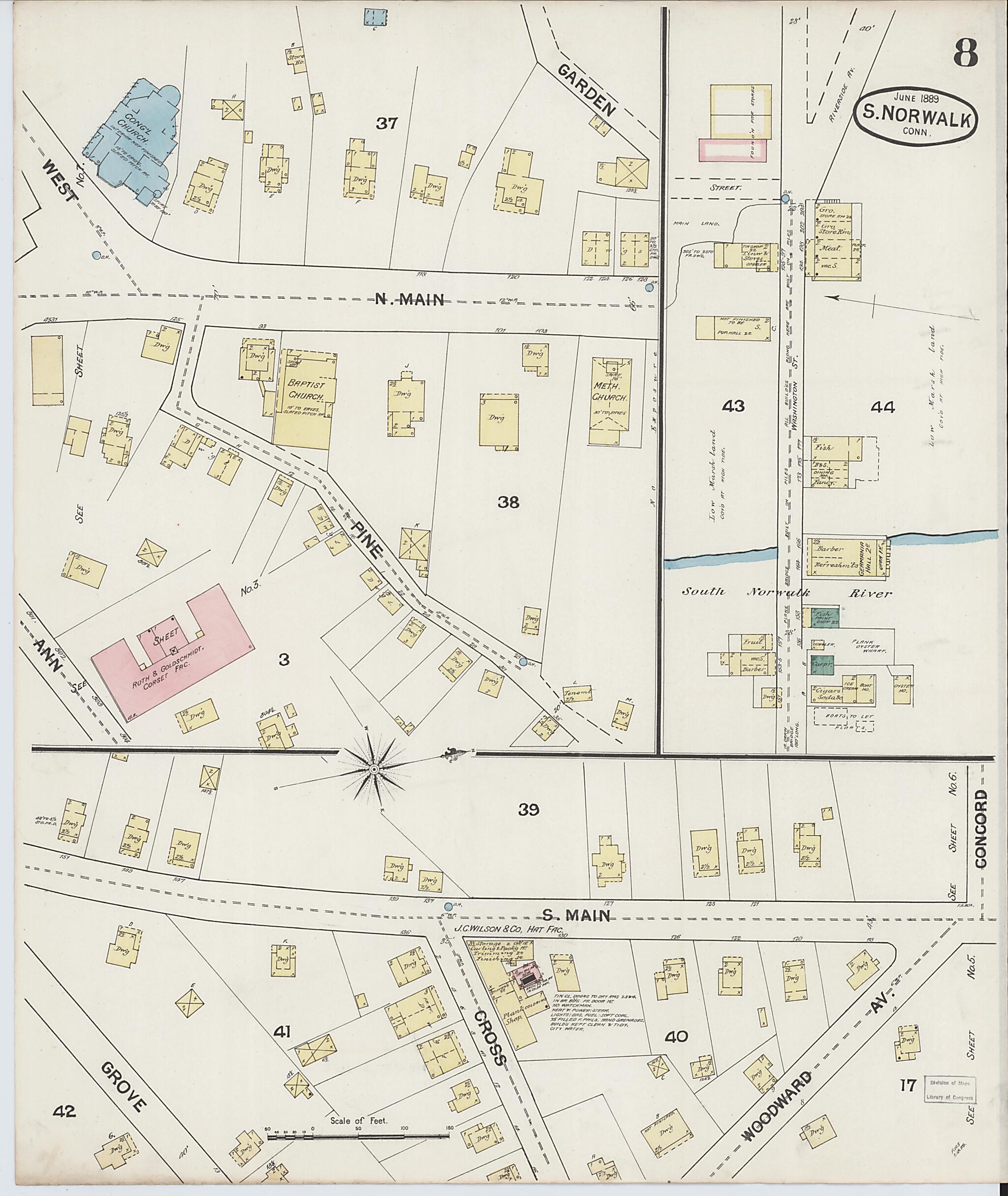 This old map of South Norwalk, Fairfield County, Connecticut was created by Sanborn Map Company in 1889