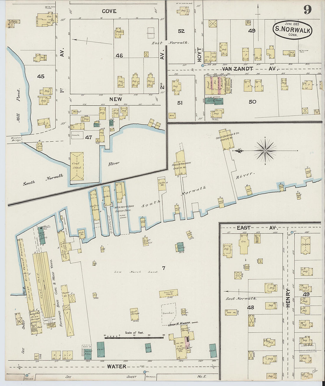 This old map of South Norwalk, Fairfield County, Connecticut was created by Sanborn Map Company in 1889