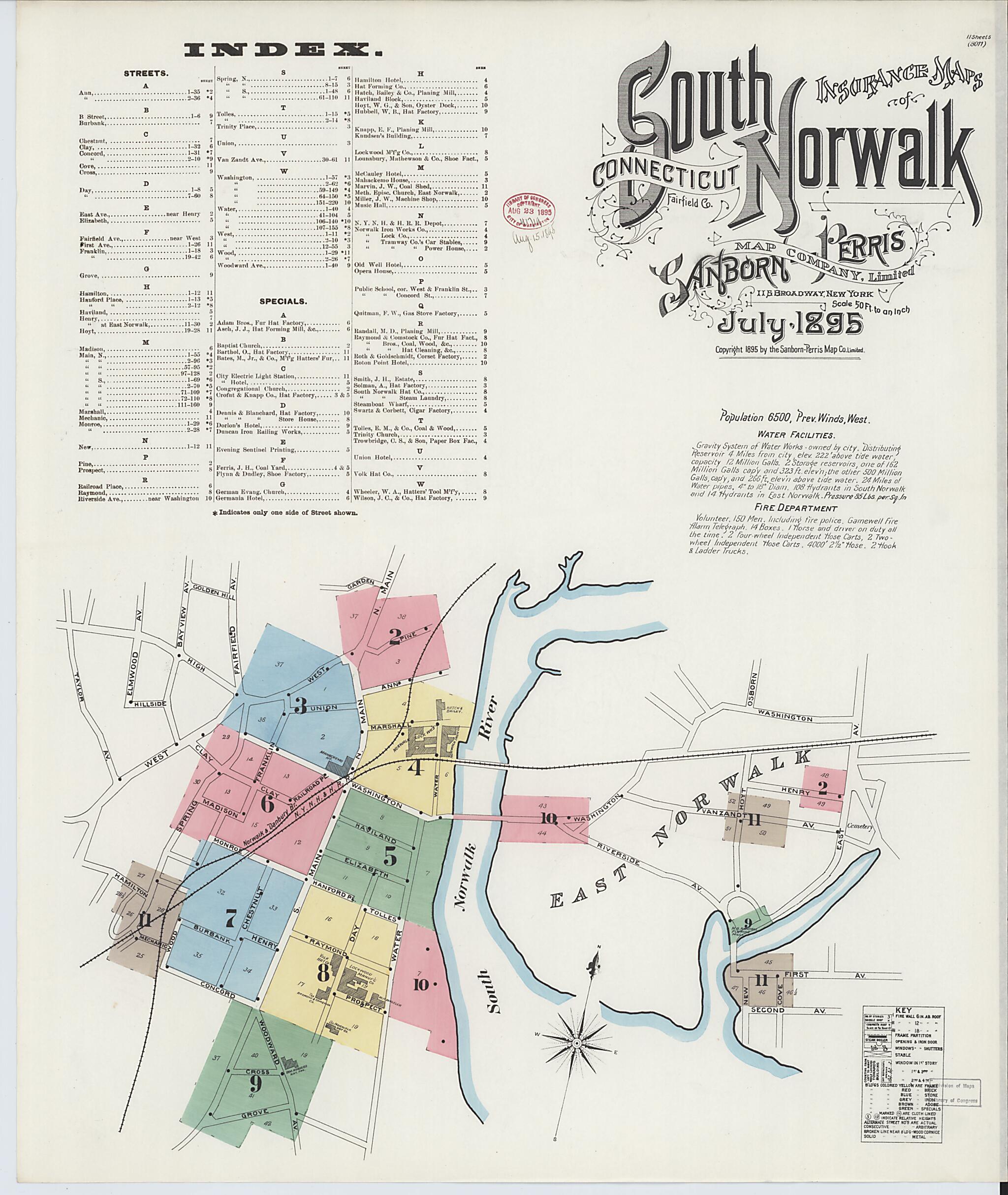 This old map of South Norwalk, Fairfield County, Connecticut was created by Sanborn Map Company in 1895