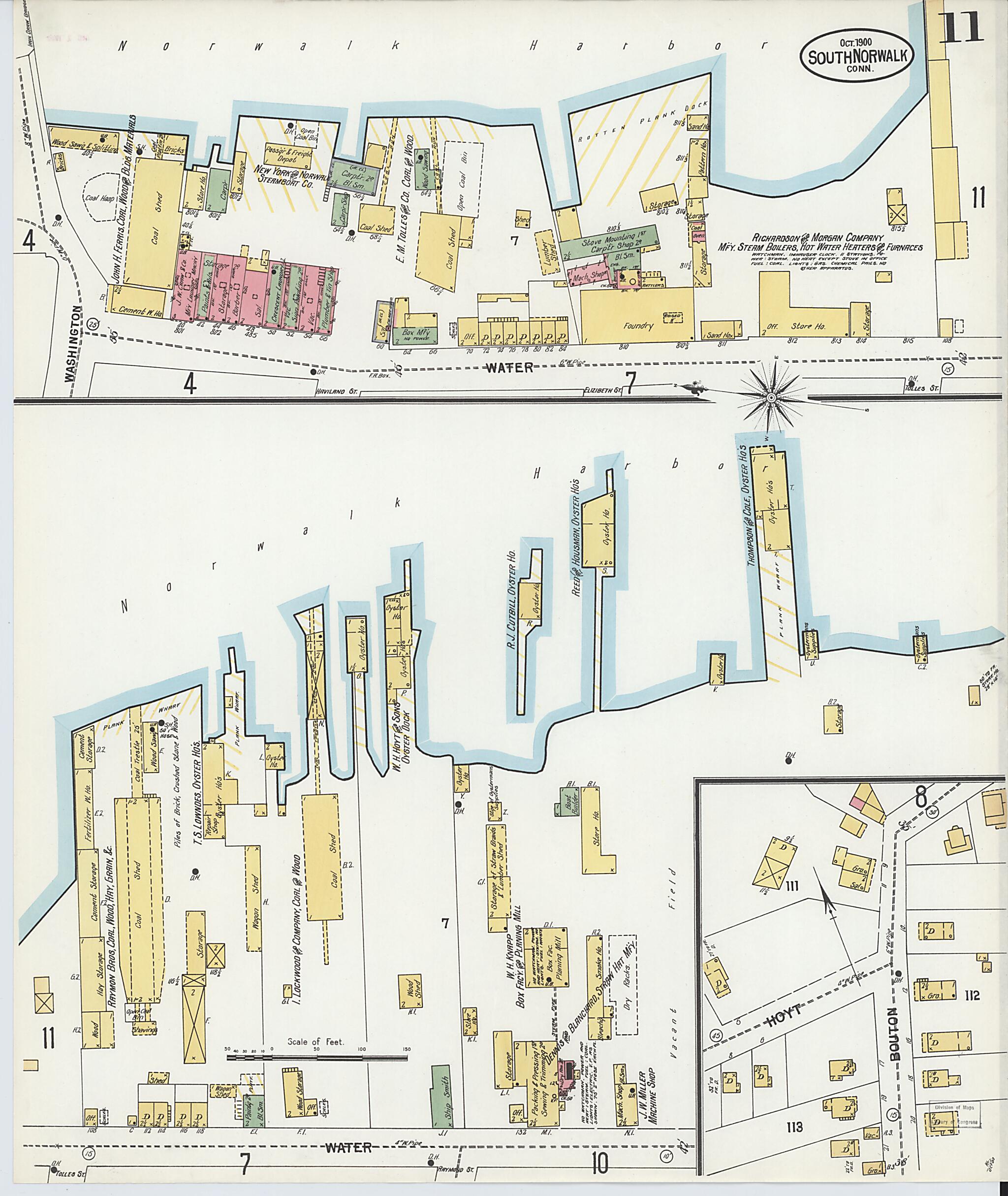 This old map of South Norwalk, Fairfield County, Connecticut was created by Sanborn Map Company in 1900