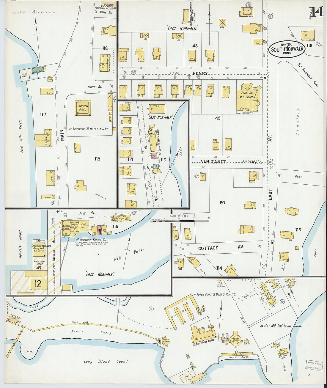 This old map of South Norwalk, Fairfield County, Connecticut was created by Sanborn Map Company in 1900