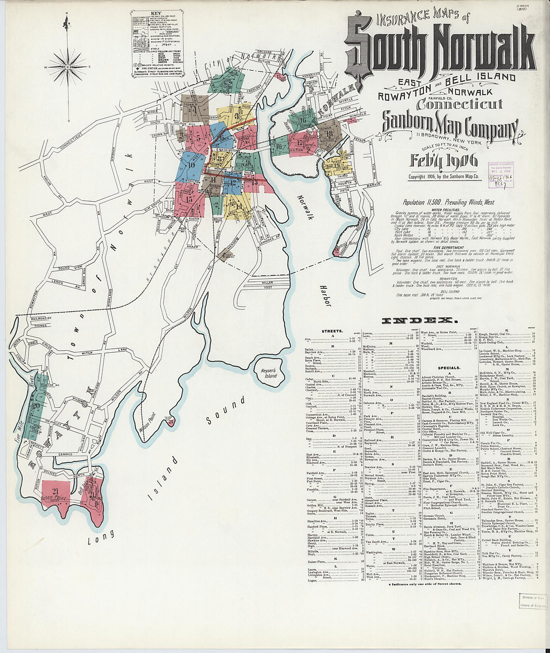 This old map of South Norwalk, Fairfield County, Connecticut was created by Sanborn Map Company in 1906