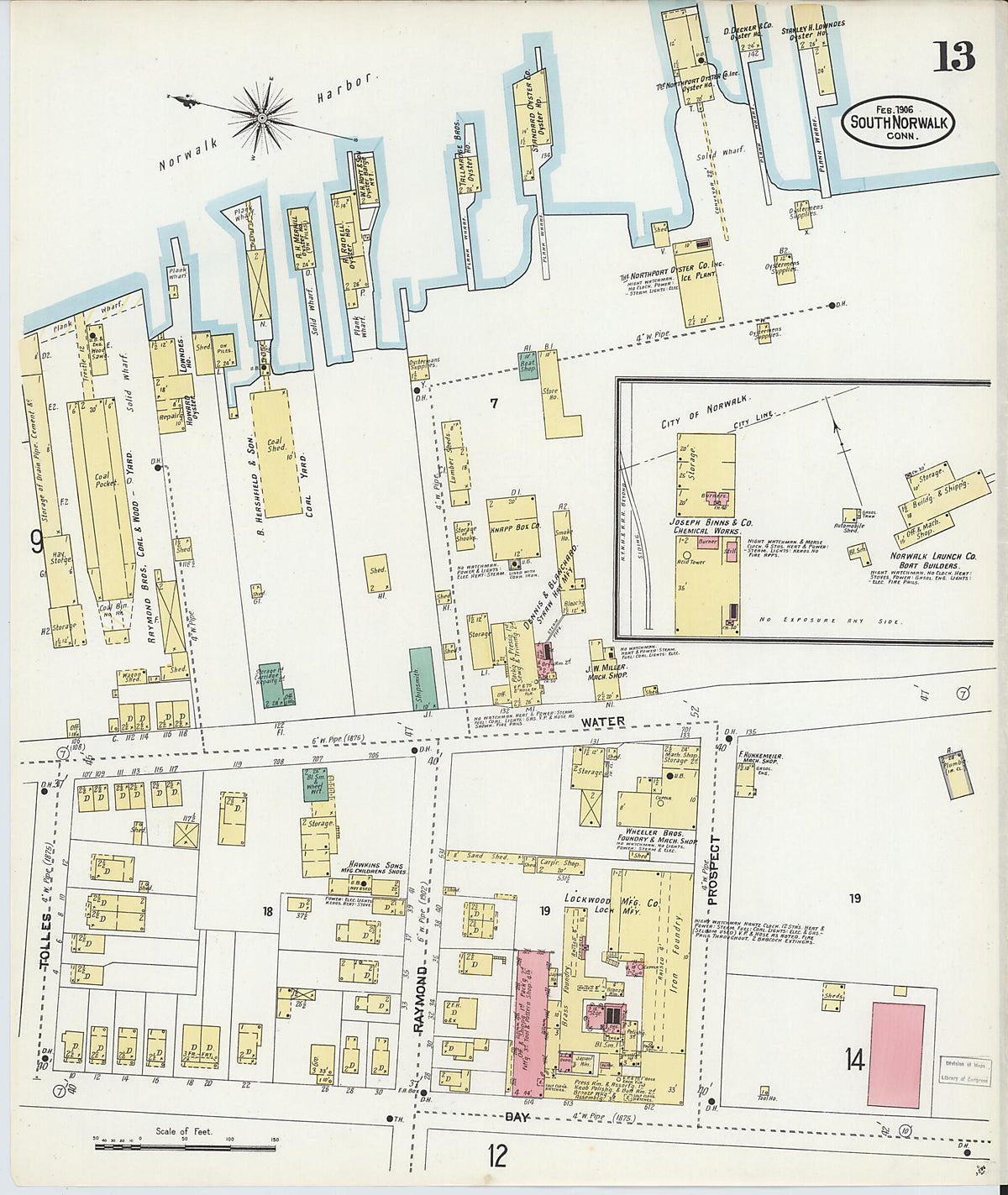 South Norwalk, Fairfield County, Connecticut 1906 (Sheet 13) by Relic Map Company
