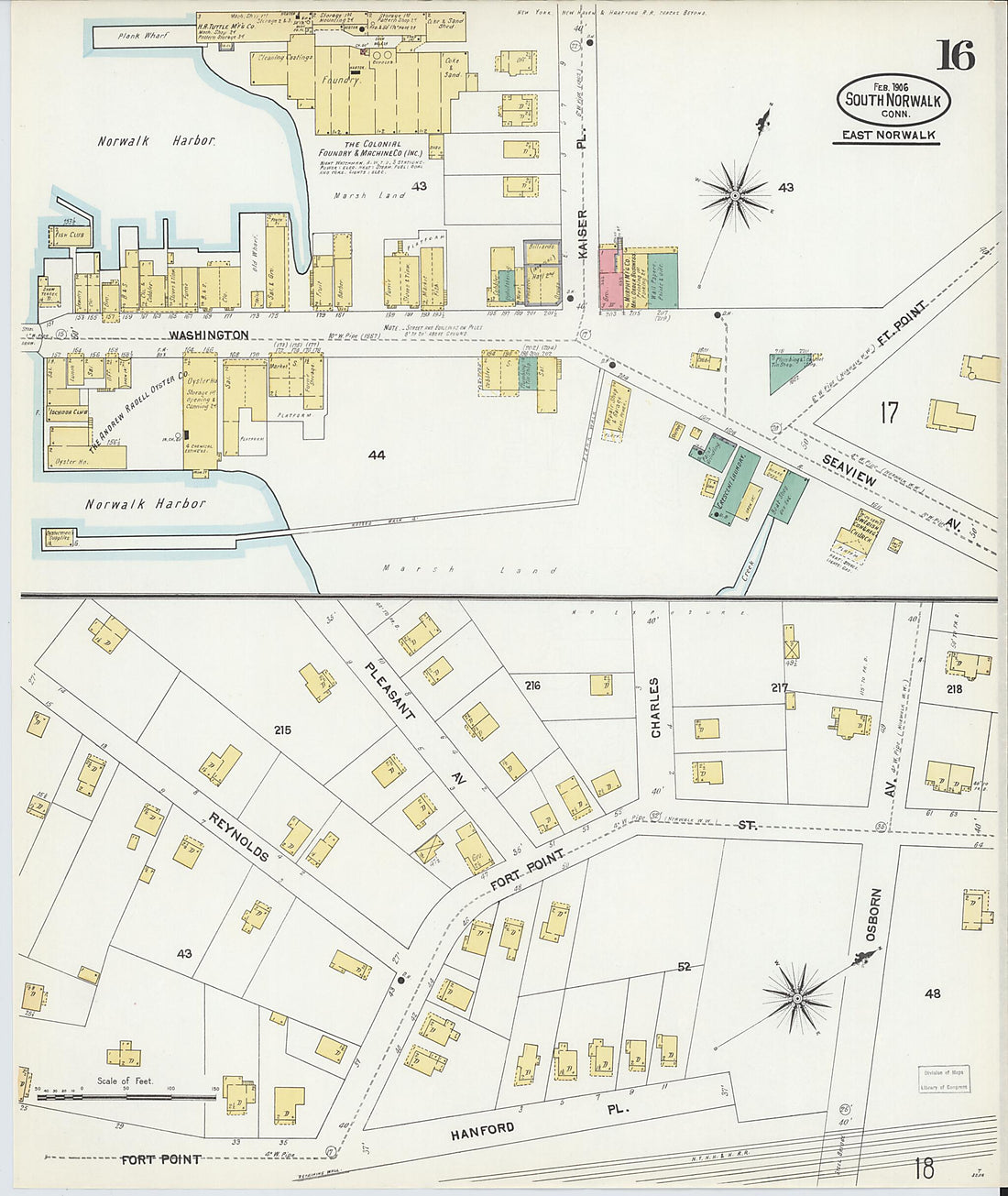 This old map of South Norwalk, Fairfield County, Connecticut was created by Sanborn Map Company in 1906