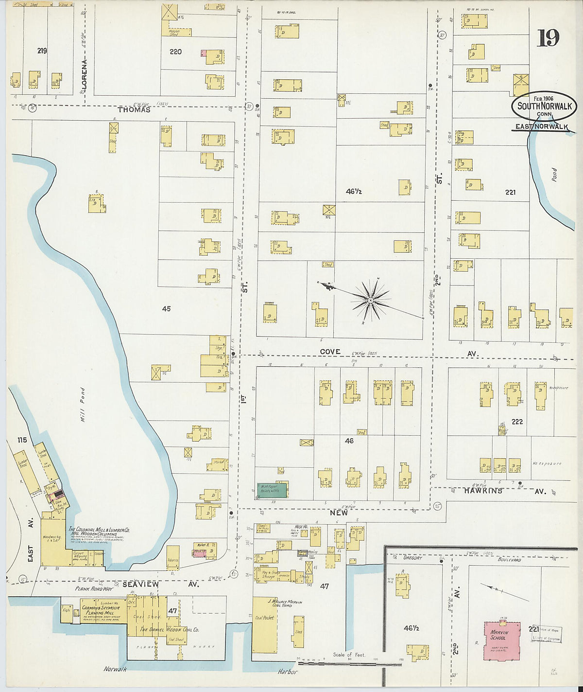 South Norwalk, Fairfield County, Connecticut 1906 (Sheet 19) by Relic Map Company