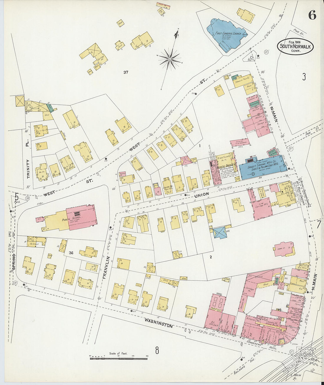 This old map of South Norwalk, Fairfield County, Connecticut was created by Sanborn Map Company in 1906
