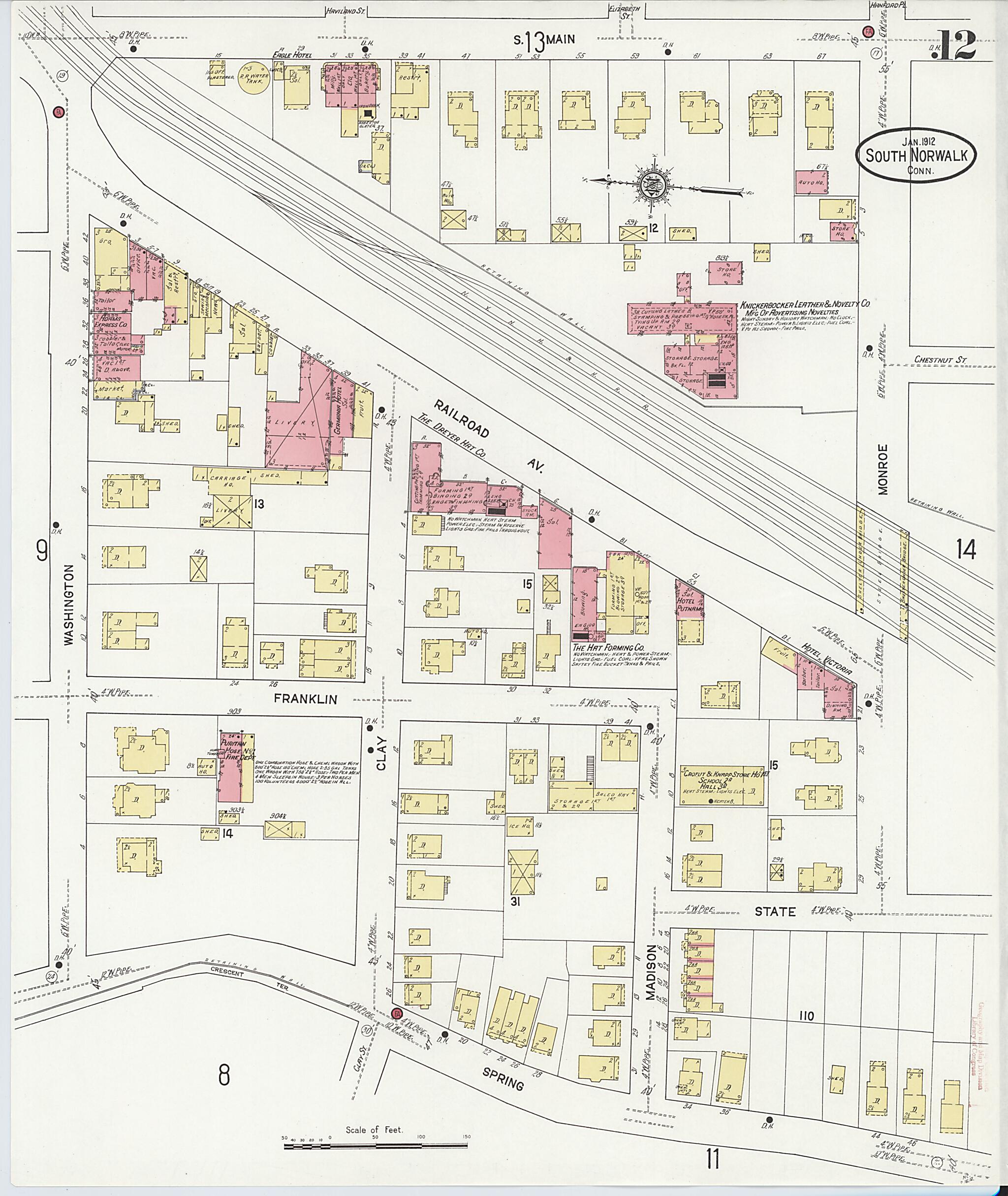 This old map of South Norwalk, Fairfield County, Connecticut was created by Sanborn Map Company in 1912