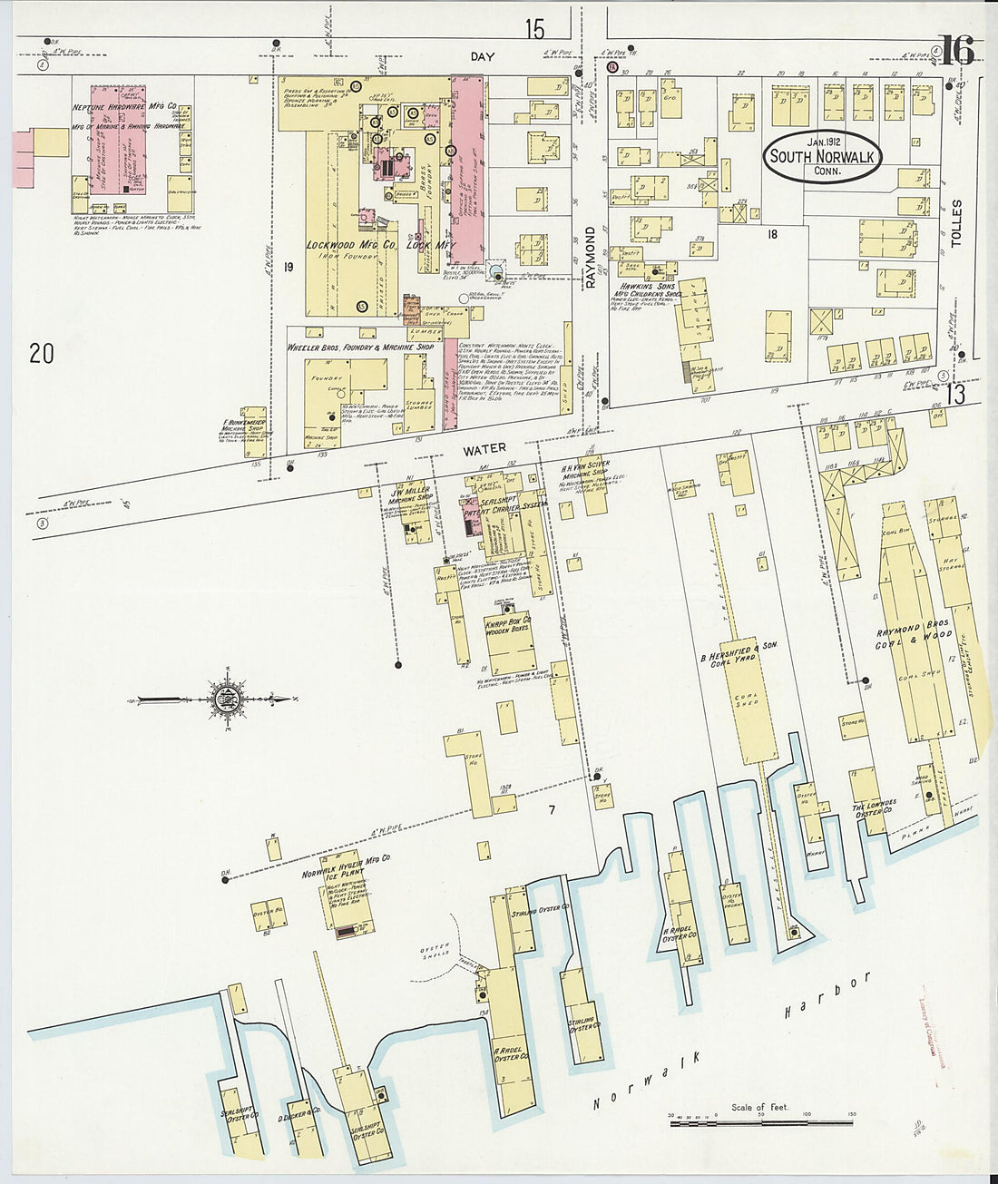This old map of South Norwalk, Fairfield County, Connecticut was created by Sanborn Map Company in 1912