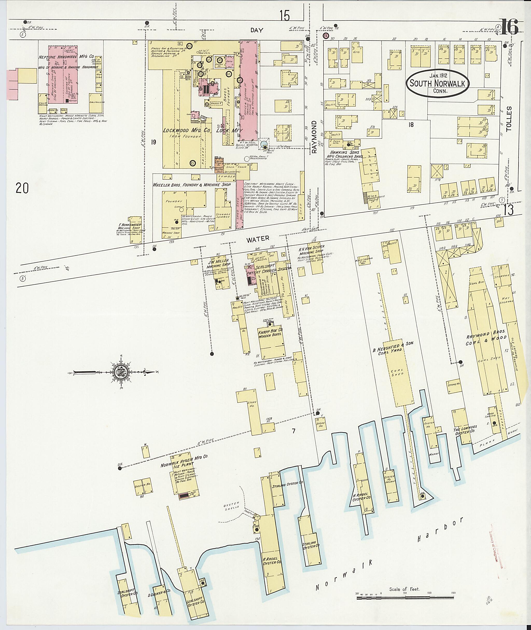 This old map of South Norwalk, Fairfield County, Connecticut was created by Sanborn Map Company in 1912