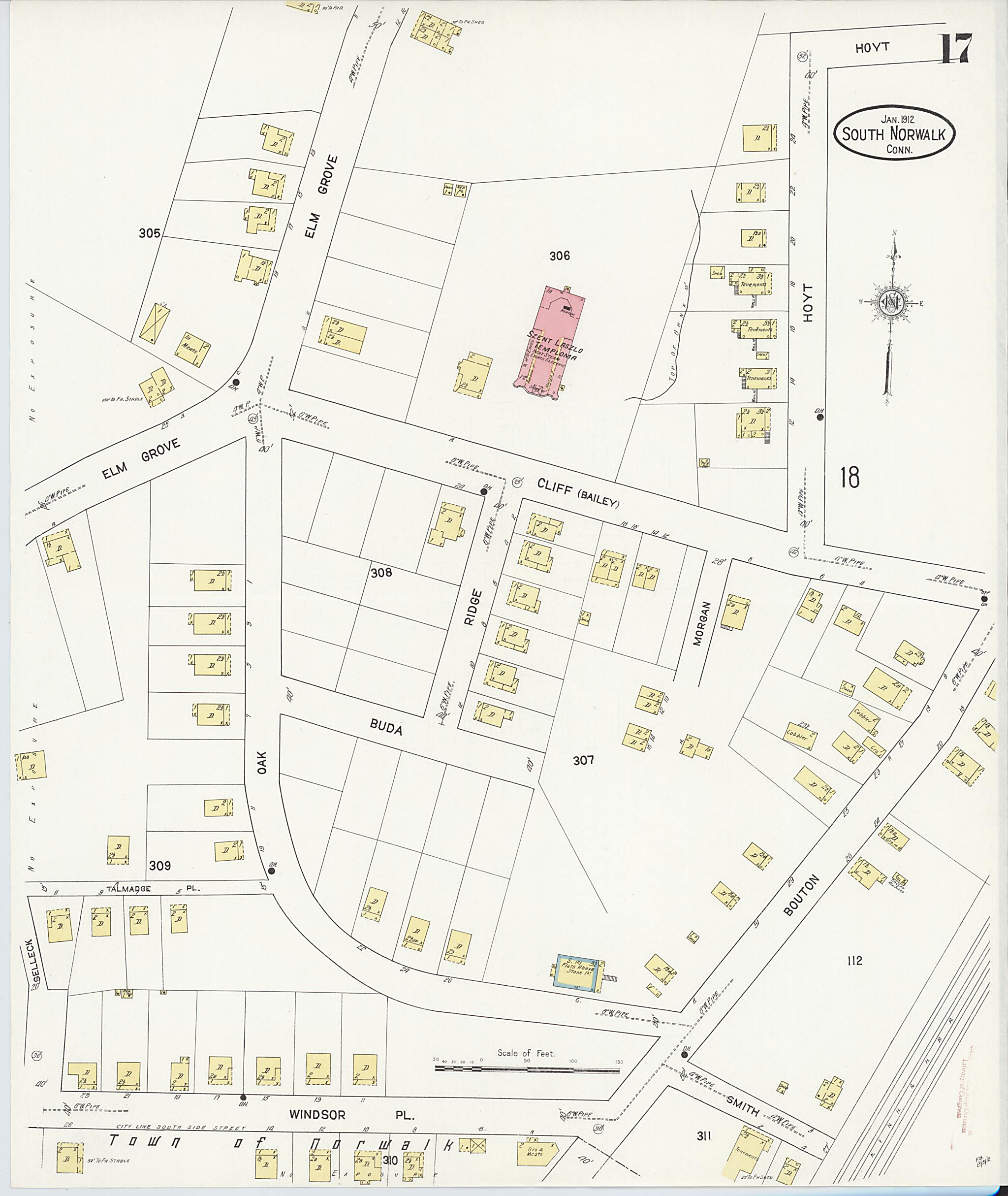 South Norwalk, Fairfield County, Connecticut 1912 (Sheet 17) by Relic Map Company