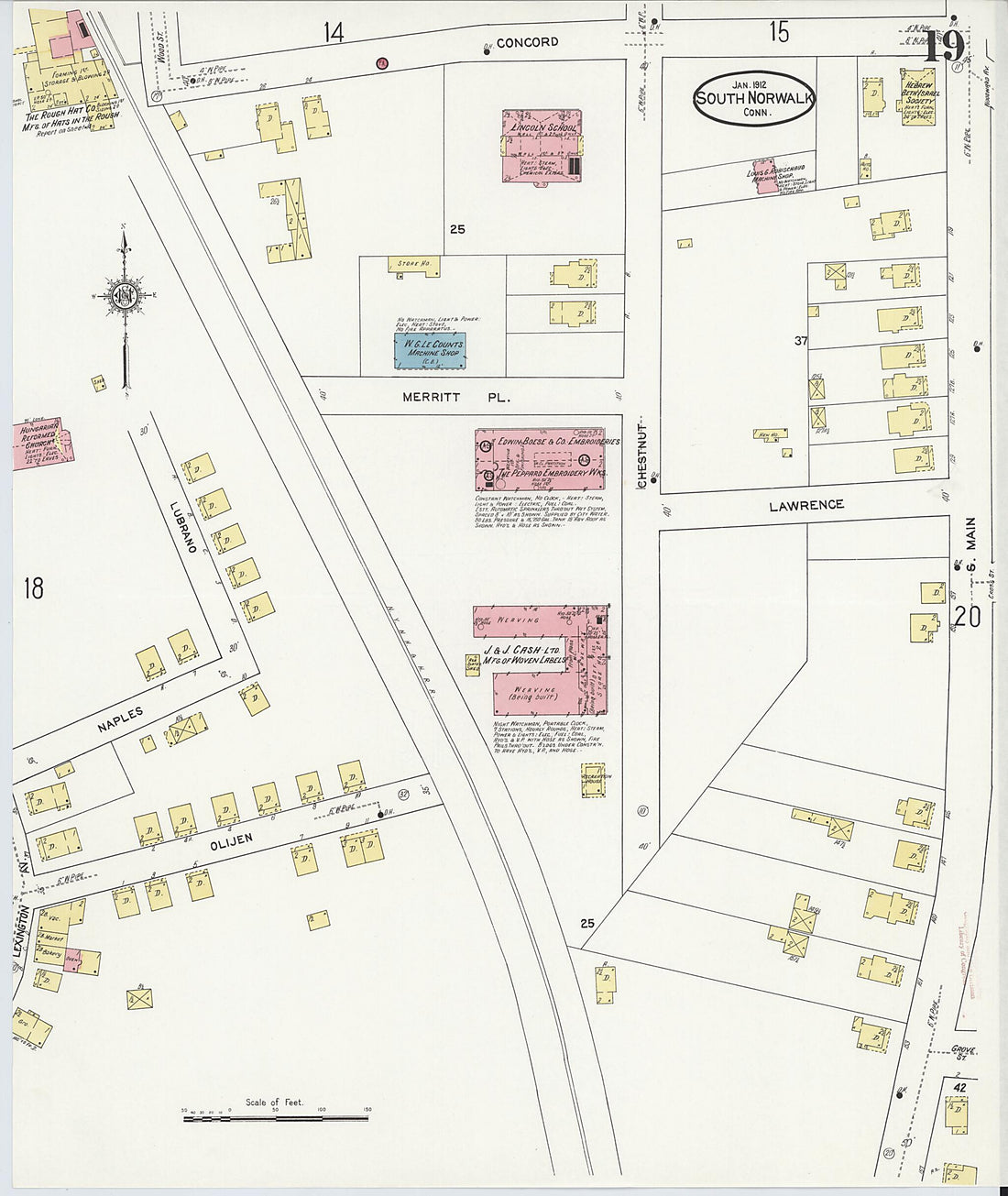 This old map of South Norwalk, Fairfield County, Connecticut was created by Sanborn Map Company in 1912