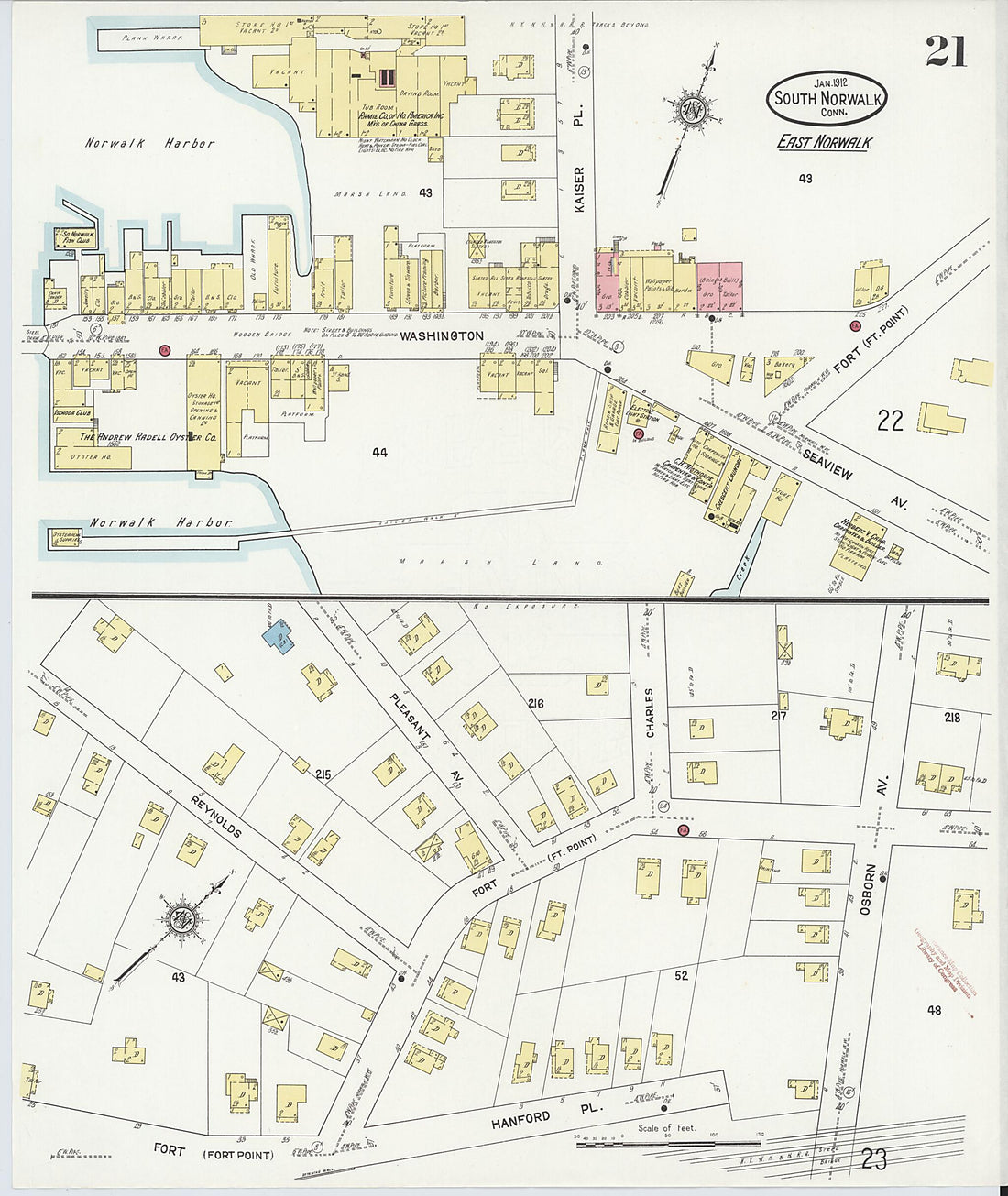 This old map of South Norwalk, Fairfield County, Connecticut was created by Sanborn Map Company in 1912