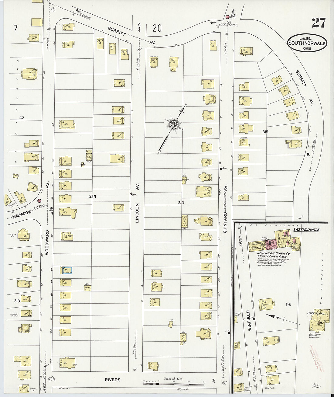 This old map of South Norwalk, Fairfield County, Connecticut was created by Sanborn Map Company in 1912