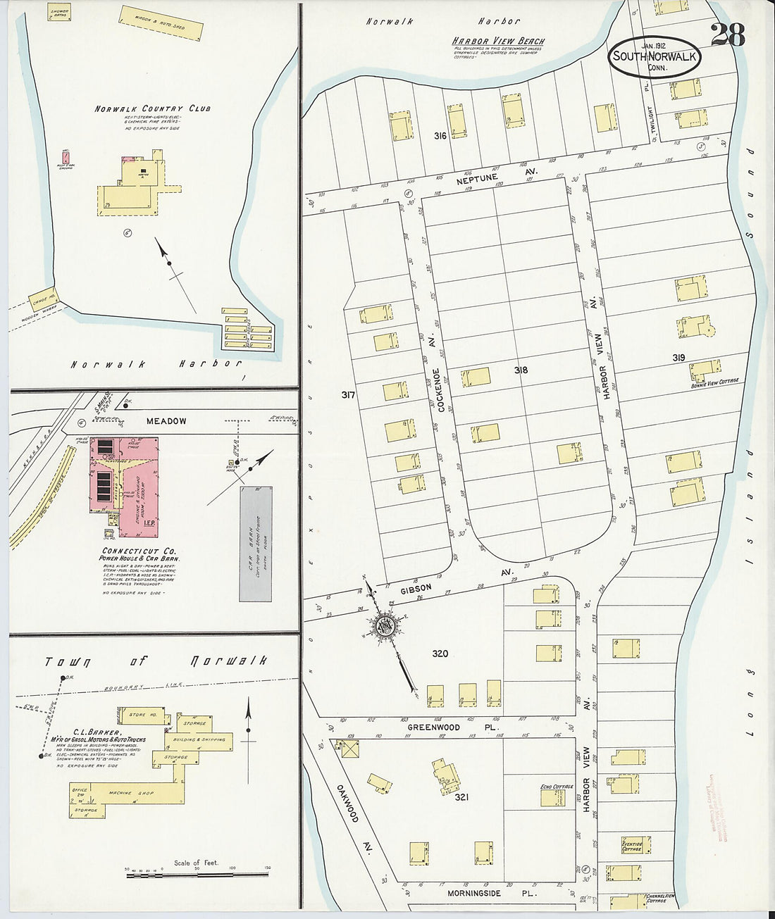 This old map of South Norwalk, Fairfield County, Connecticut was created by Sanborn Map Company in 1912