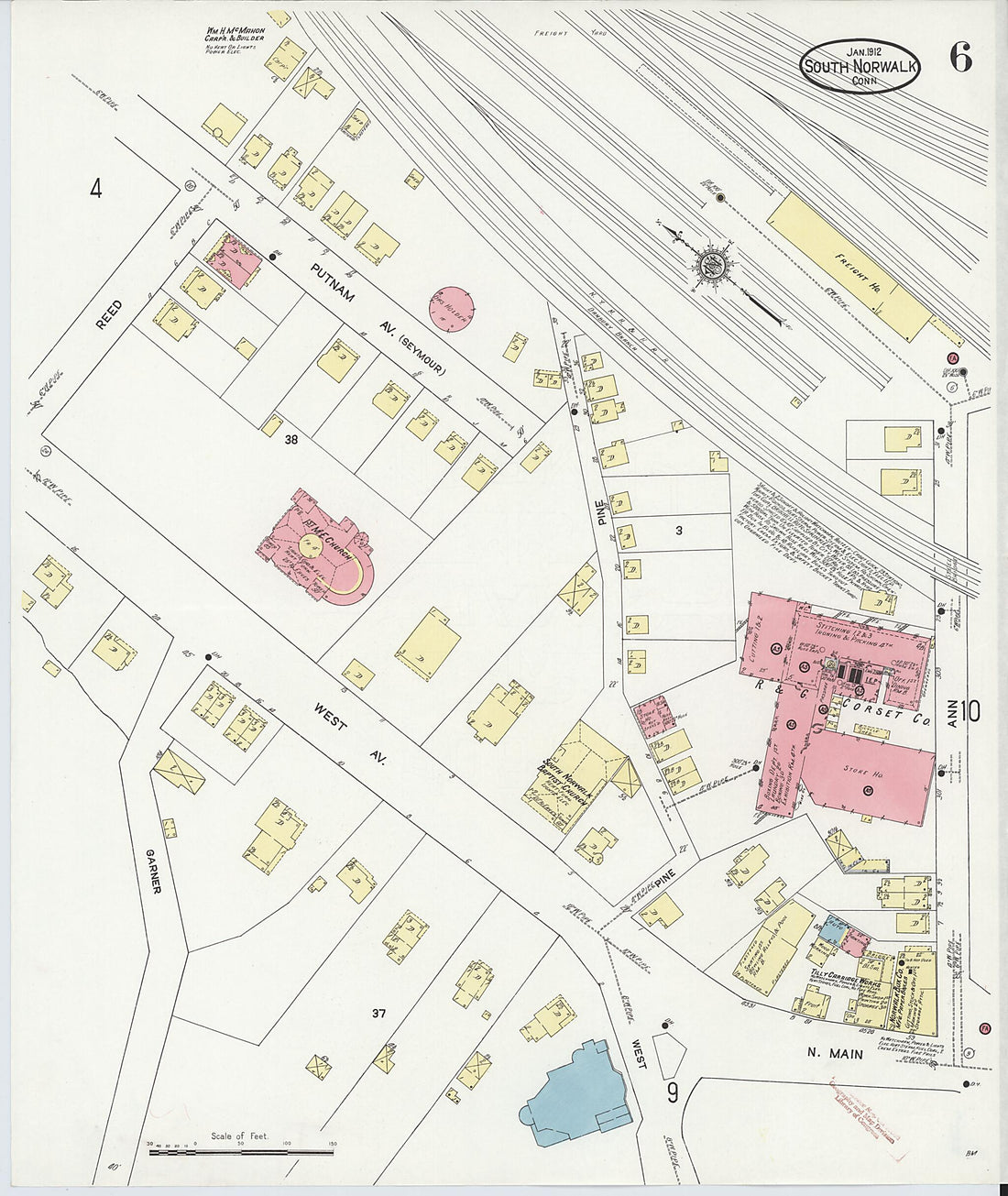 This old map of South Norwalk, Fairfield County, Connecticut was created by Sanborn Map Company in 1912
