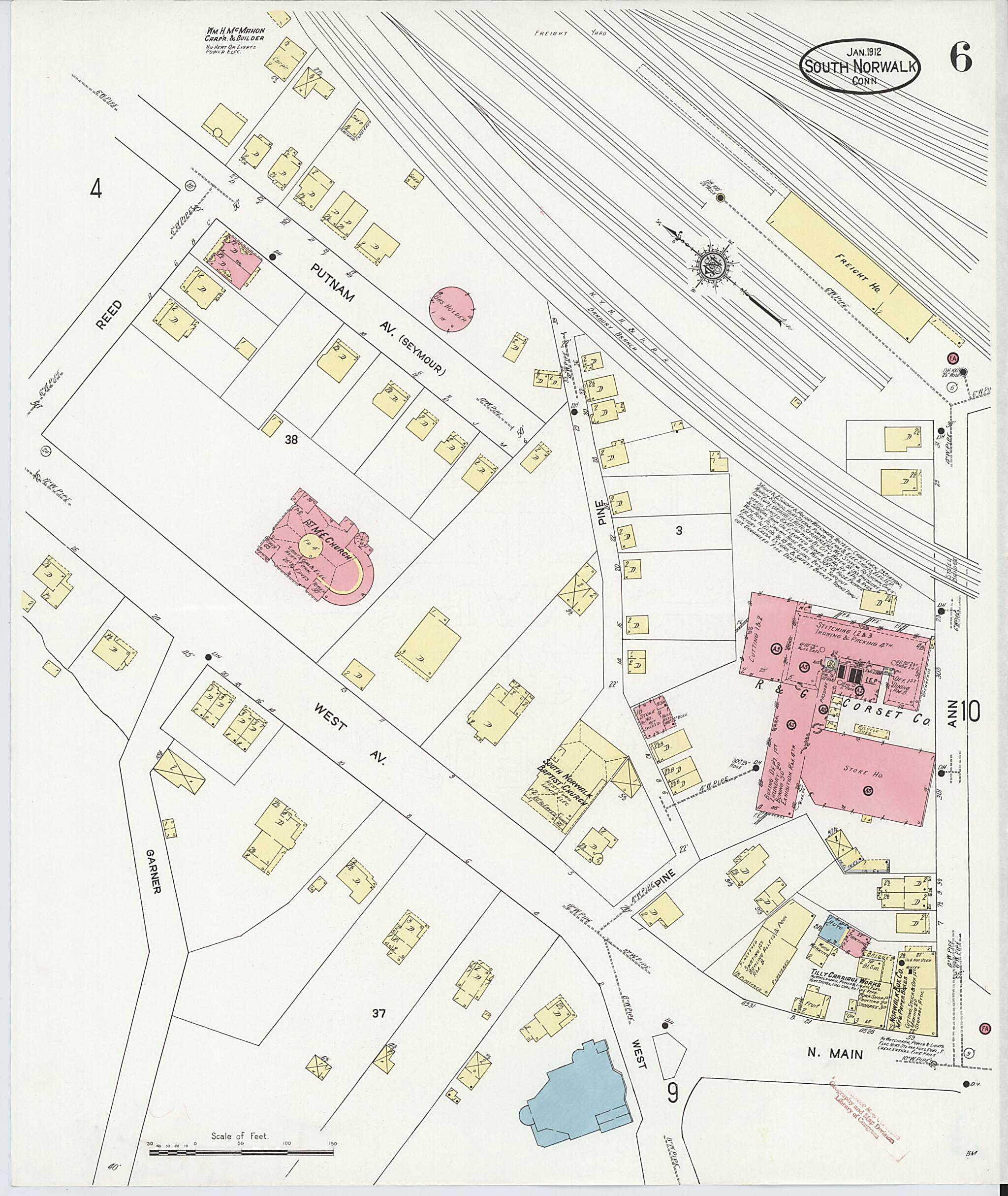 This old map of South Norwalk, Fairfield County, Connecticut was created by Sanborn Map Company in 1912