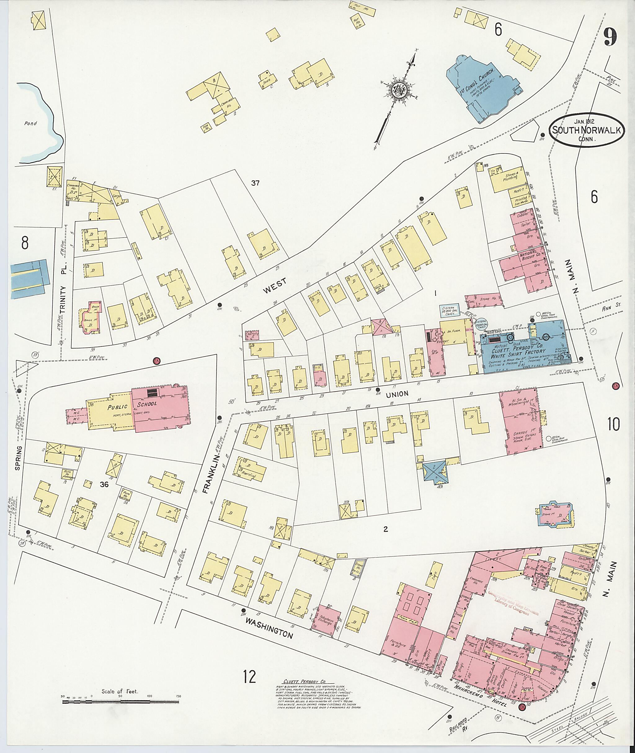 This old map of South Norwalk, Fairfield County, Connecticut was created by Sanborn Map Company in 1912