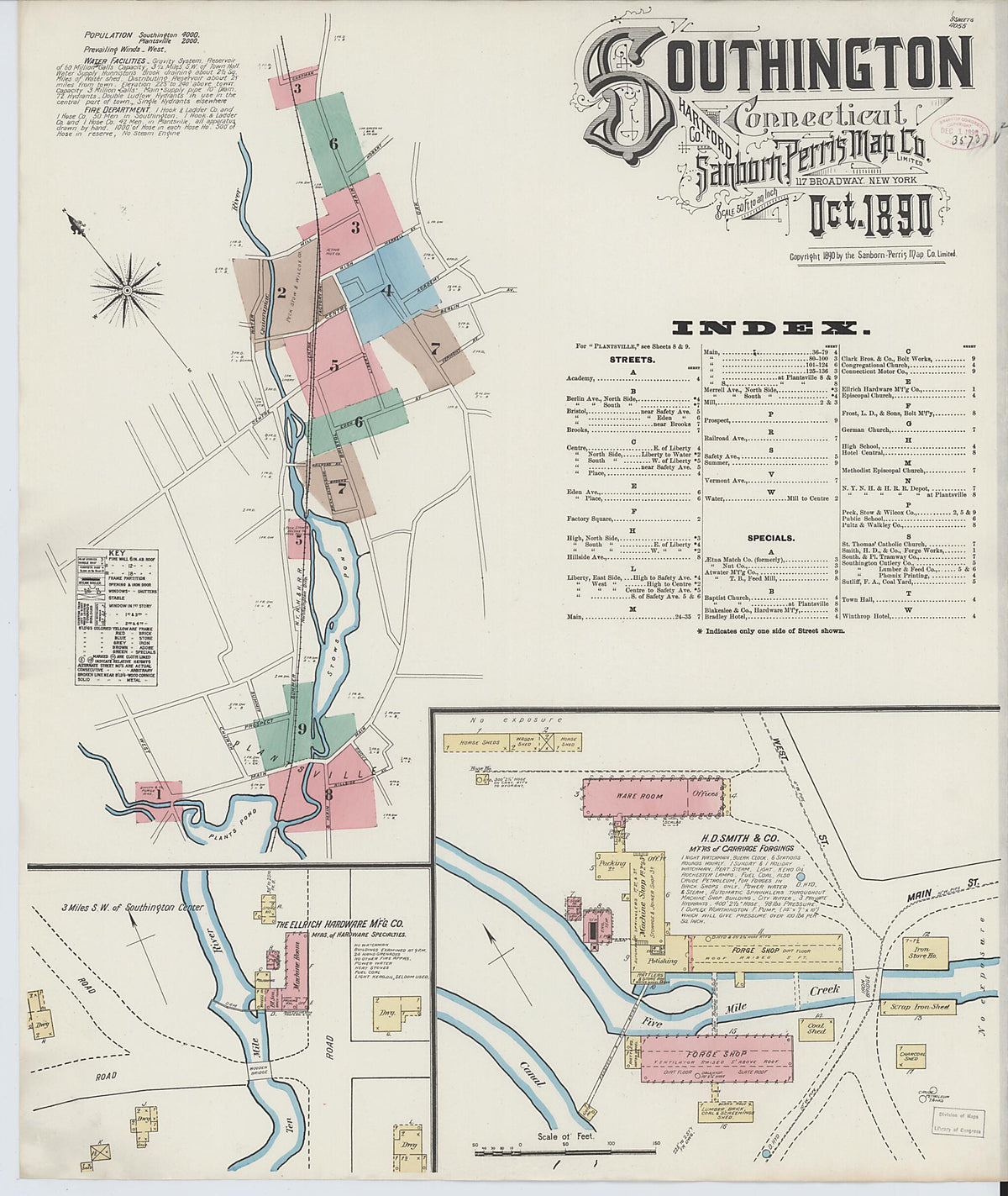 Southington, Hartford County, Connecticut 1890 (Sheet 1 of 9) by Relic Map Company