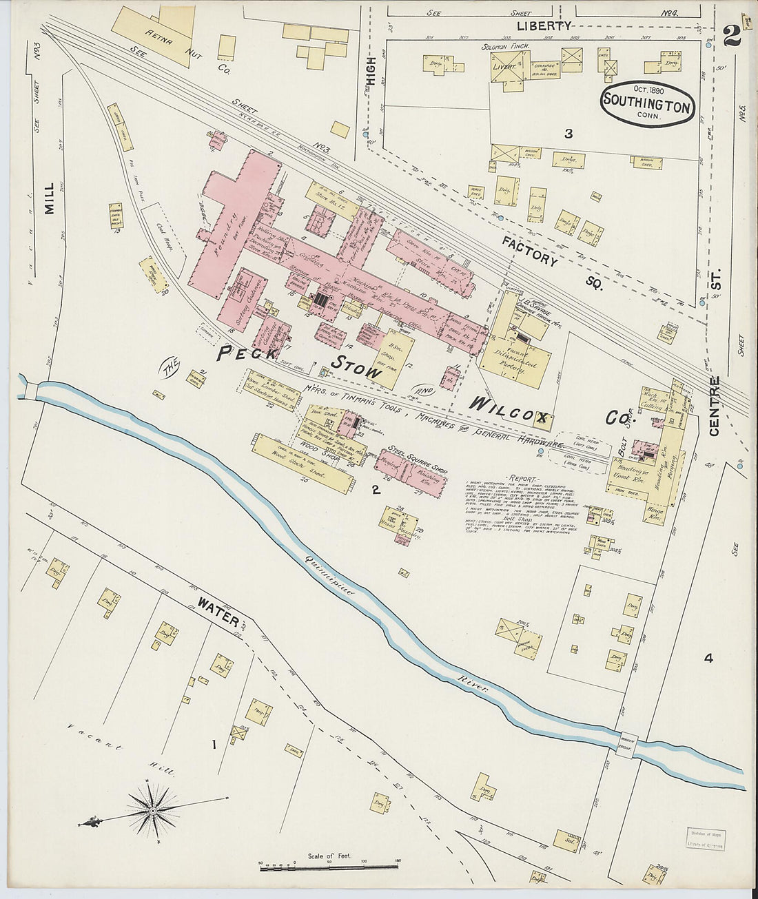 This old map of Southington, Hartford County, Connecticut was created by Sanborn Map Company in 1890