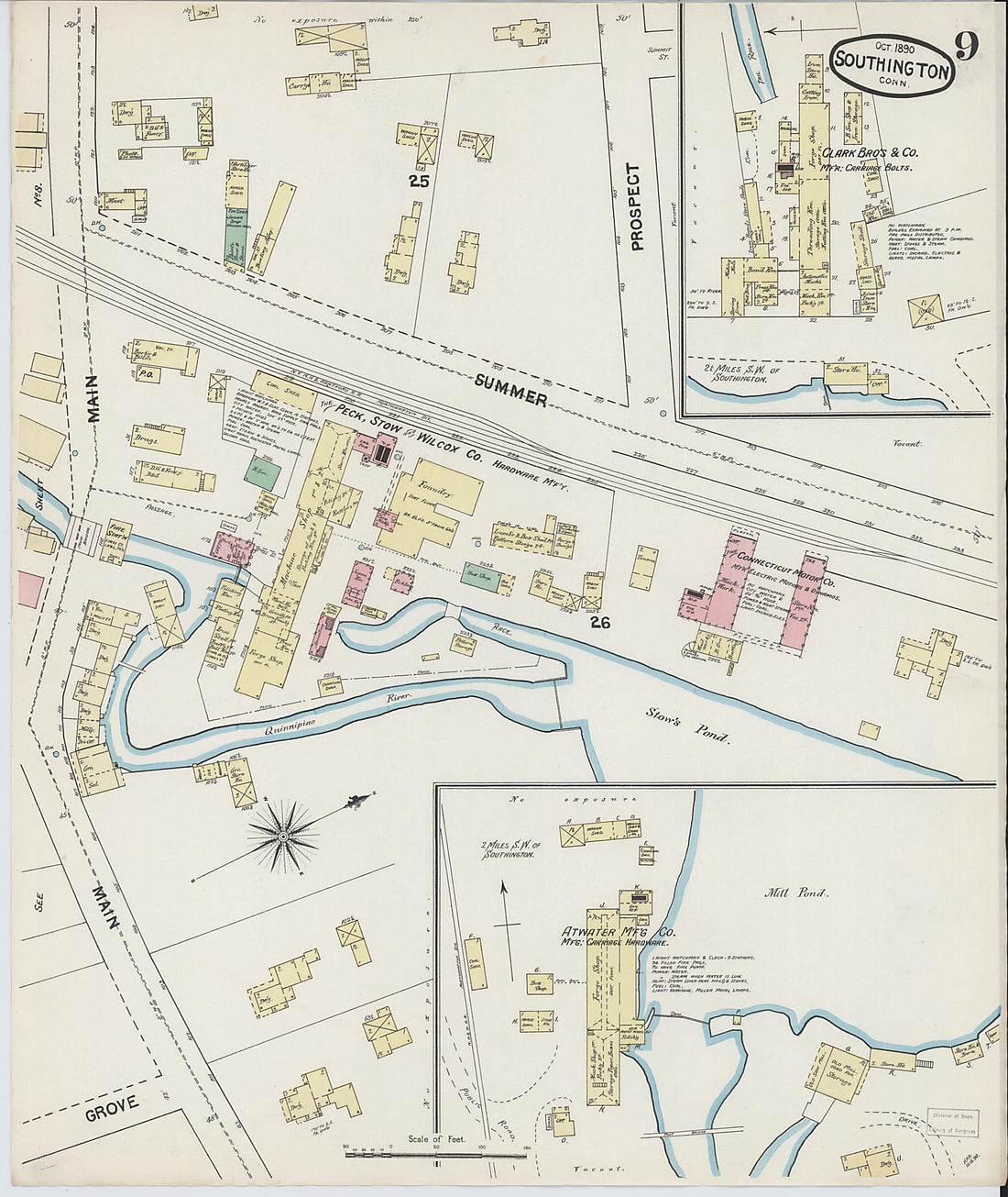This old map of Southington, Hartford County, Connecticut was created by Sanborn Map Company in 1890