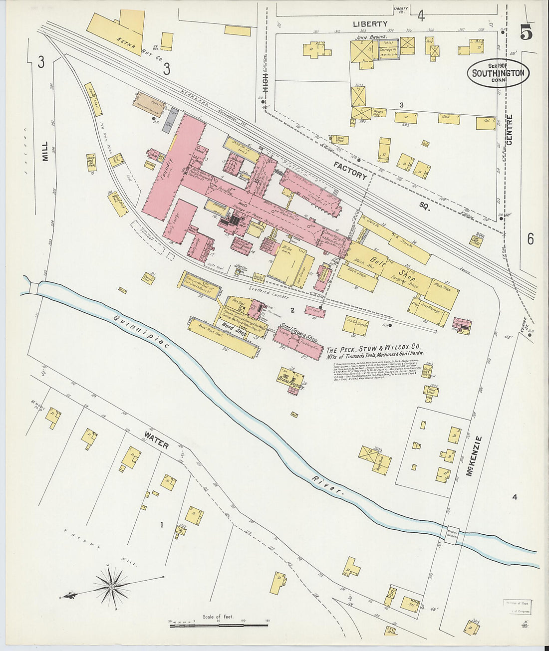 This old map of Southington, Hartford County, Connecticut was created by Sanborn Map Company in 1901