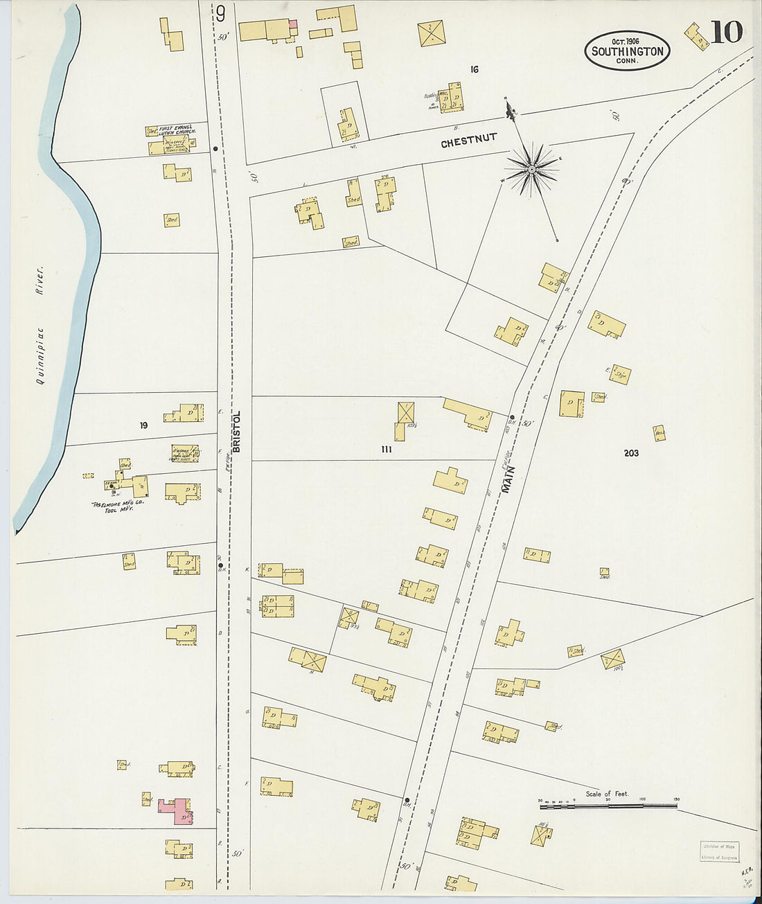This old map of Southington, Hartford County, Connecticut was created by Sanborn Map Company in 1906