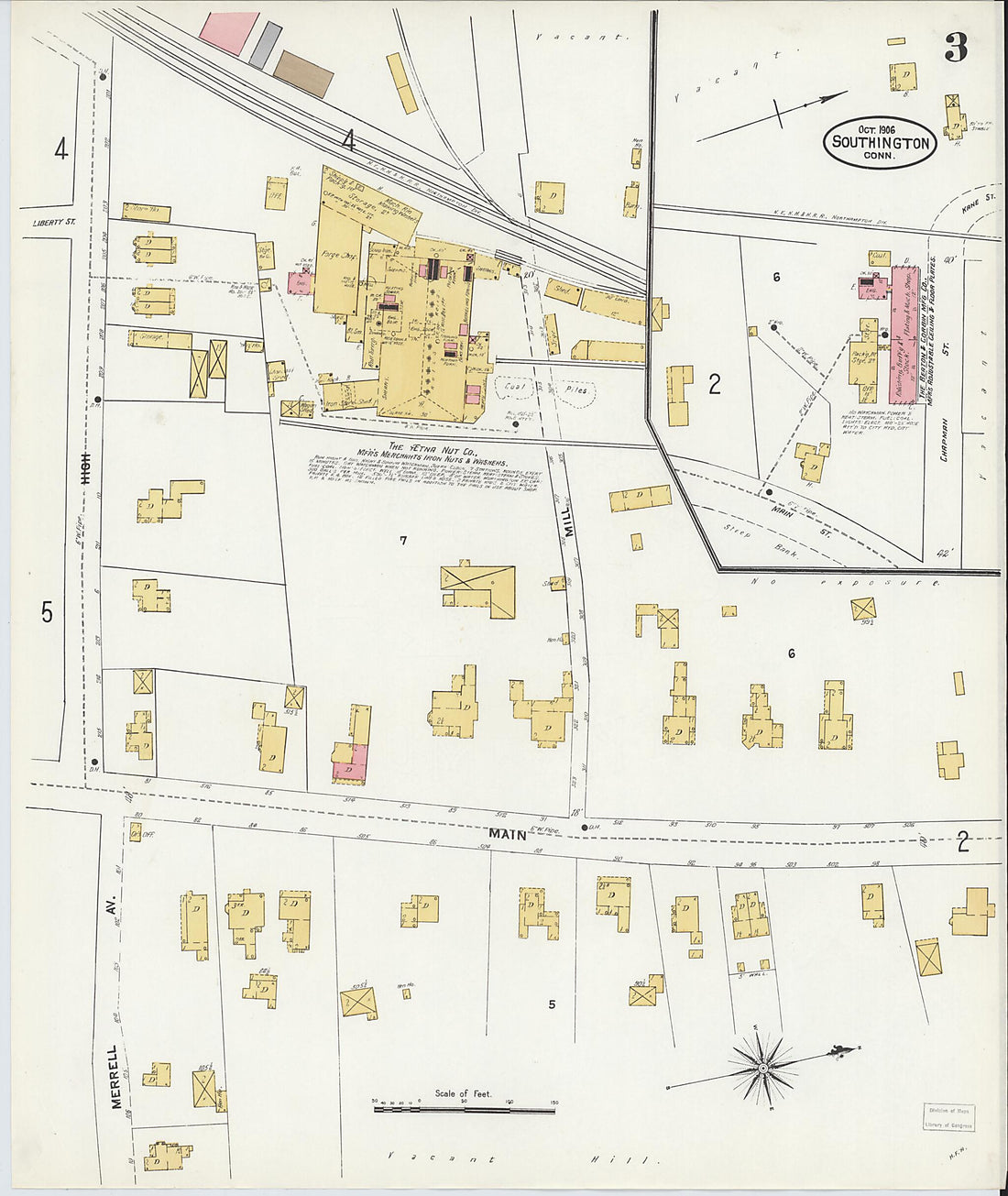 This old map of Southington, Hartford County, Connecticut was created by Sanborn Map Company in 1906