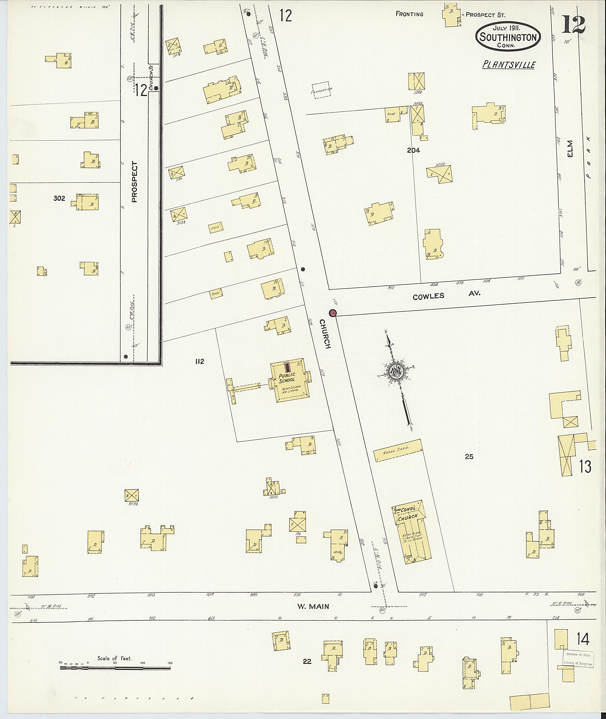 This old map of Southington, Hartford County, Connecticut was created by Sanborn Map Company in 1911
