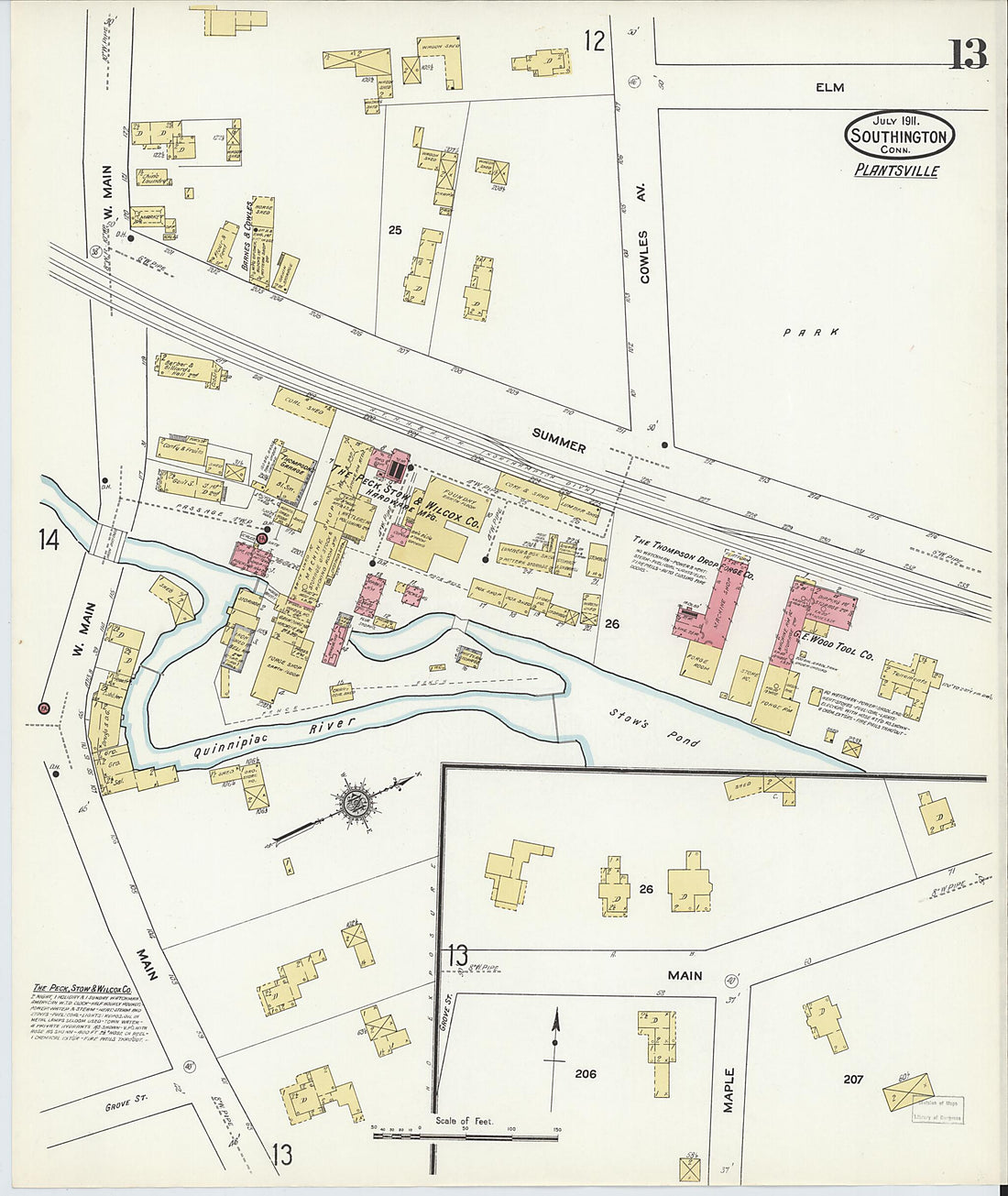 This old map of Southington, Hartford County, Connecticut was created by Sanborn Map Company in 1911