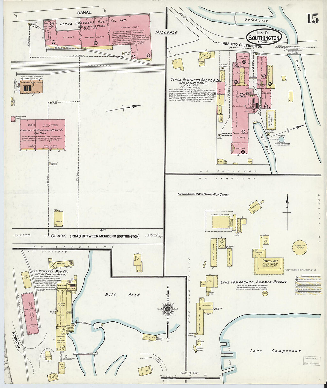 This old map of Southington, Hartford County, Connecticut was created by Sanborn Map Company in 1911