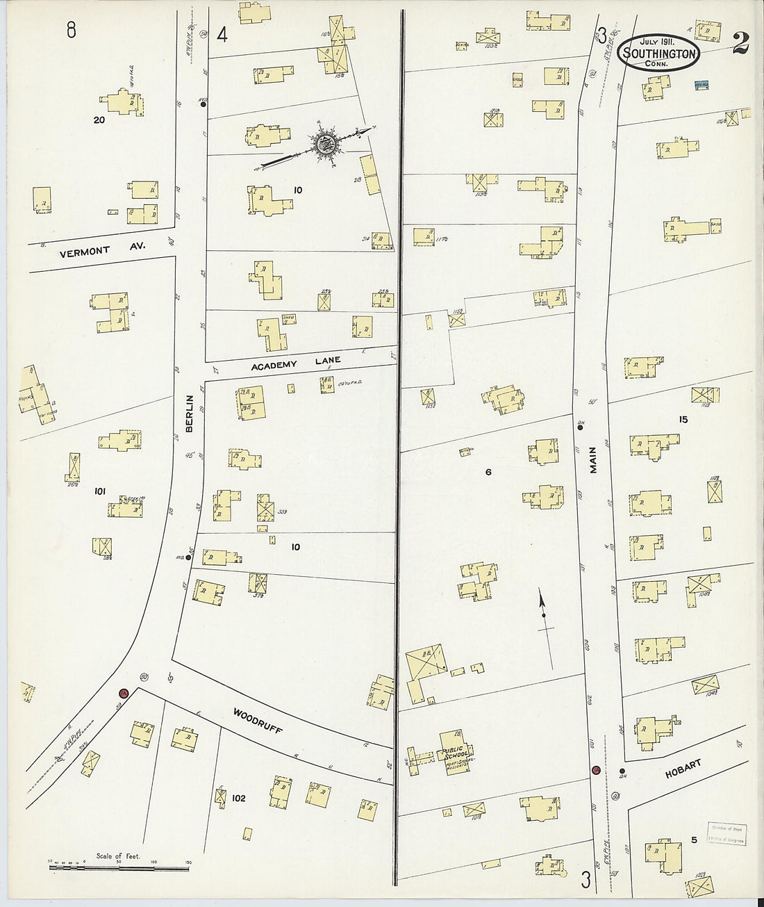 This old map of Southington, Hartford County, Connecticut was created by Sanborn Map Company in 1911