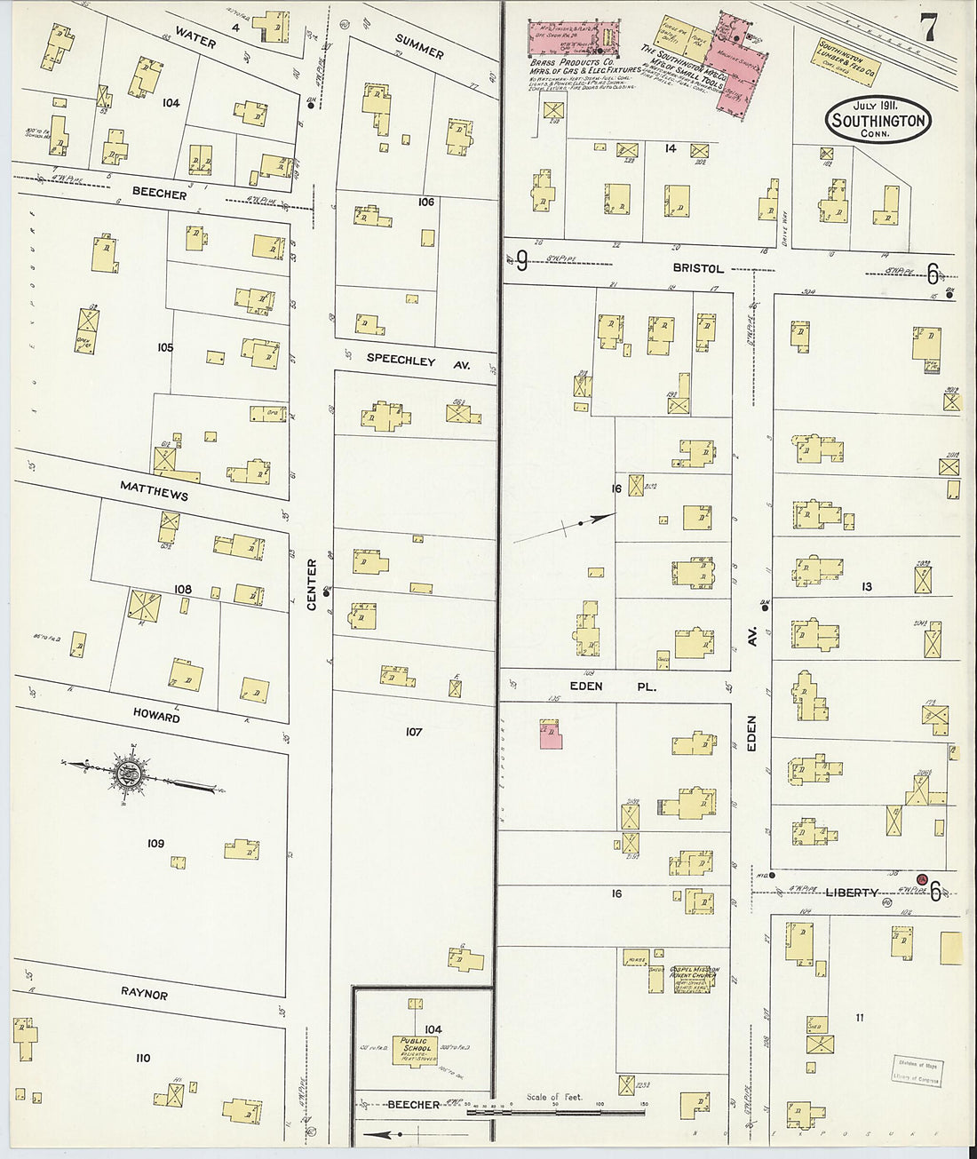 This old map of Southington, Hartford County, Connecticut was created by Sanborn Map Company in 1911
