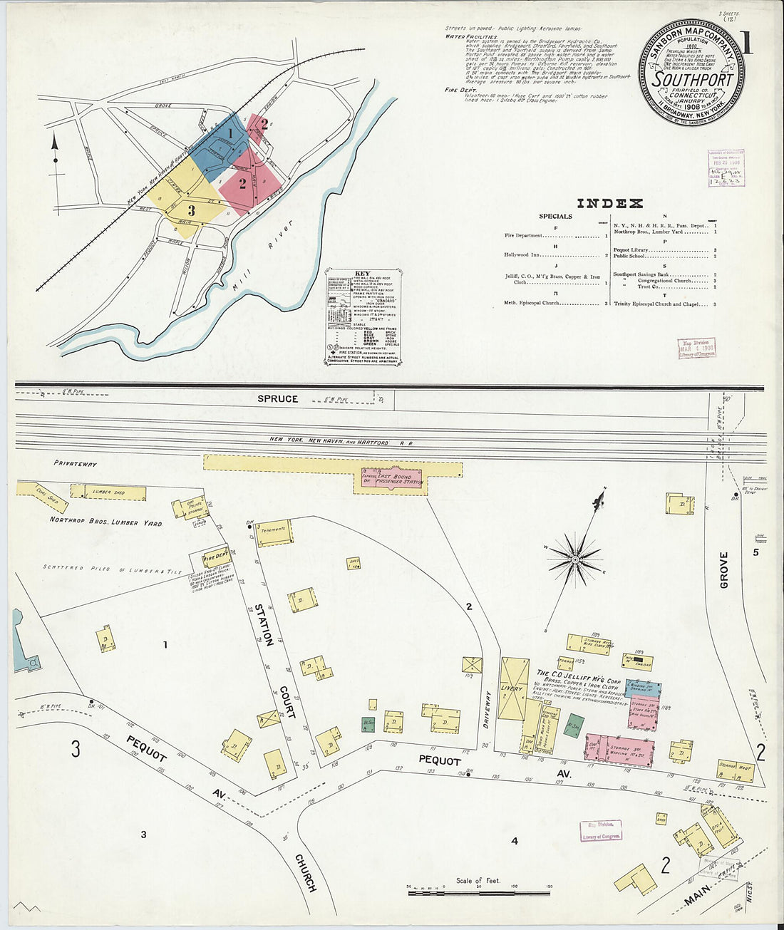 This old map of Southport, Fairfield County, Connecticut was created by Sanborn Map Company in 1908