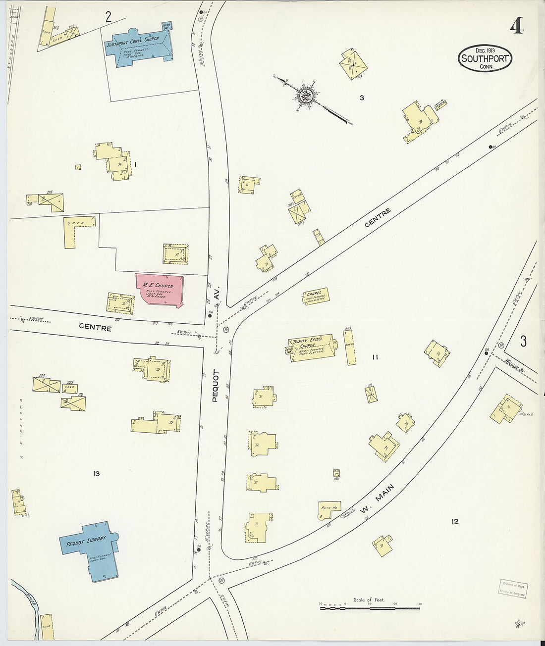 This old map of Southport, Fairfield County, Connecticut was created by Sanborn Map Company in 1913