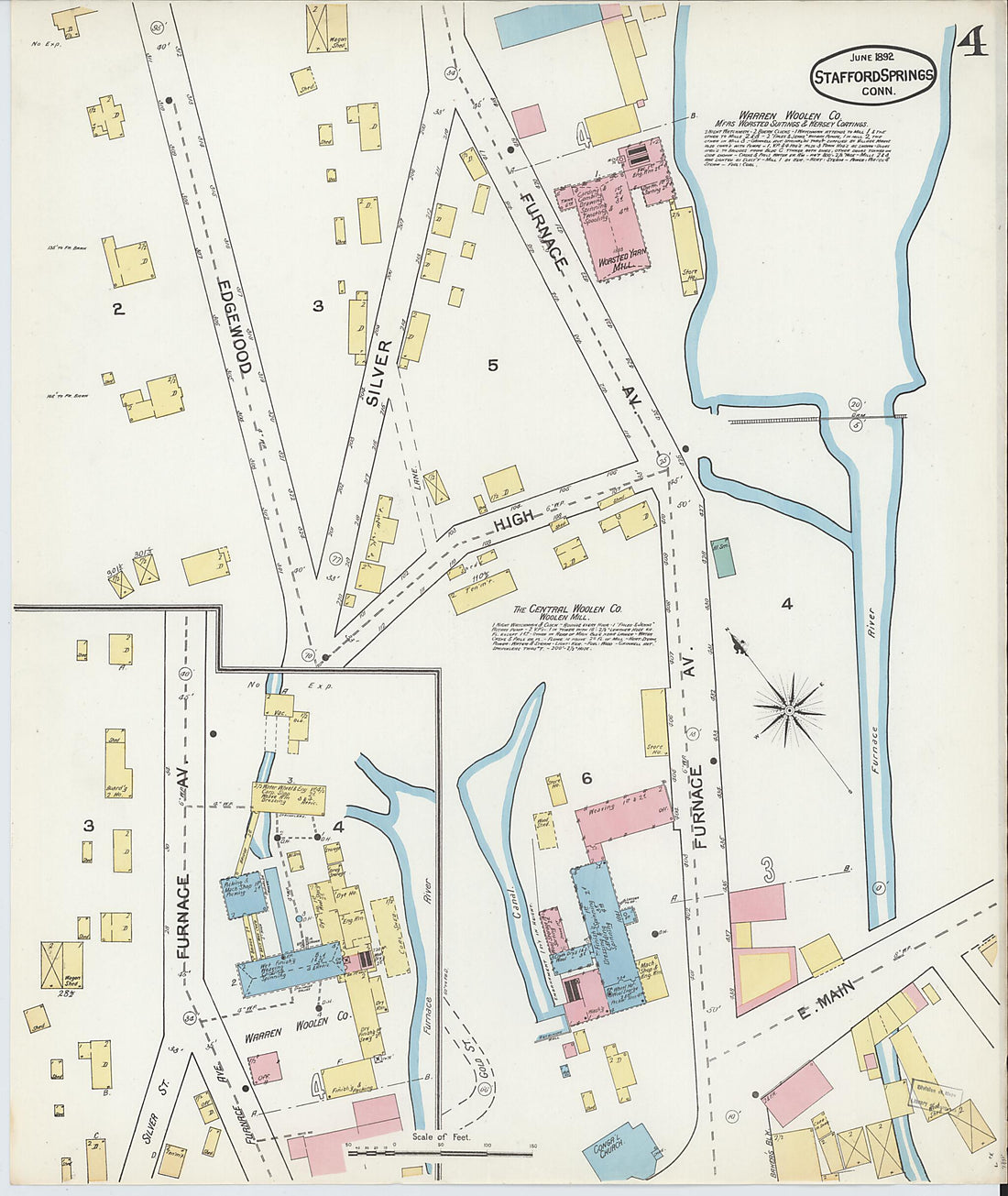 This old map of Stafford Springs, Tolland County, Connecticut was created by Sanborn Map Company in 1892
