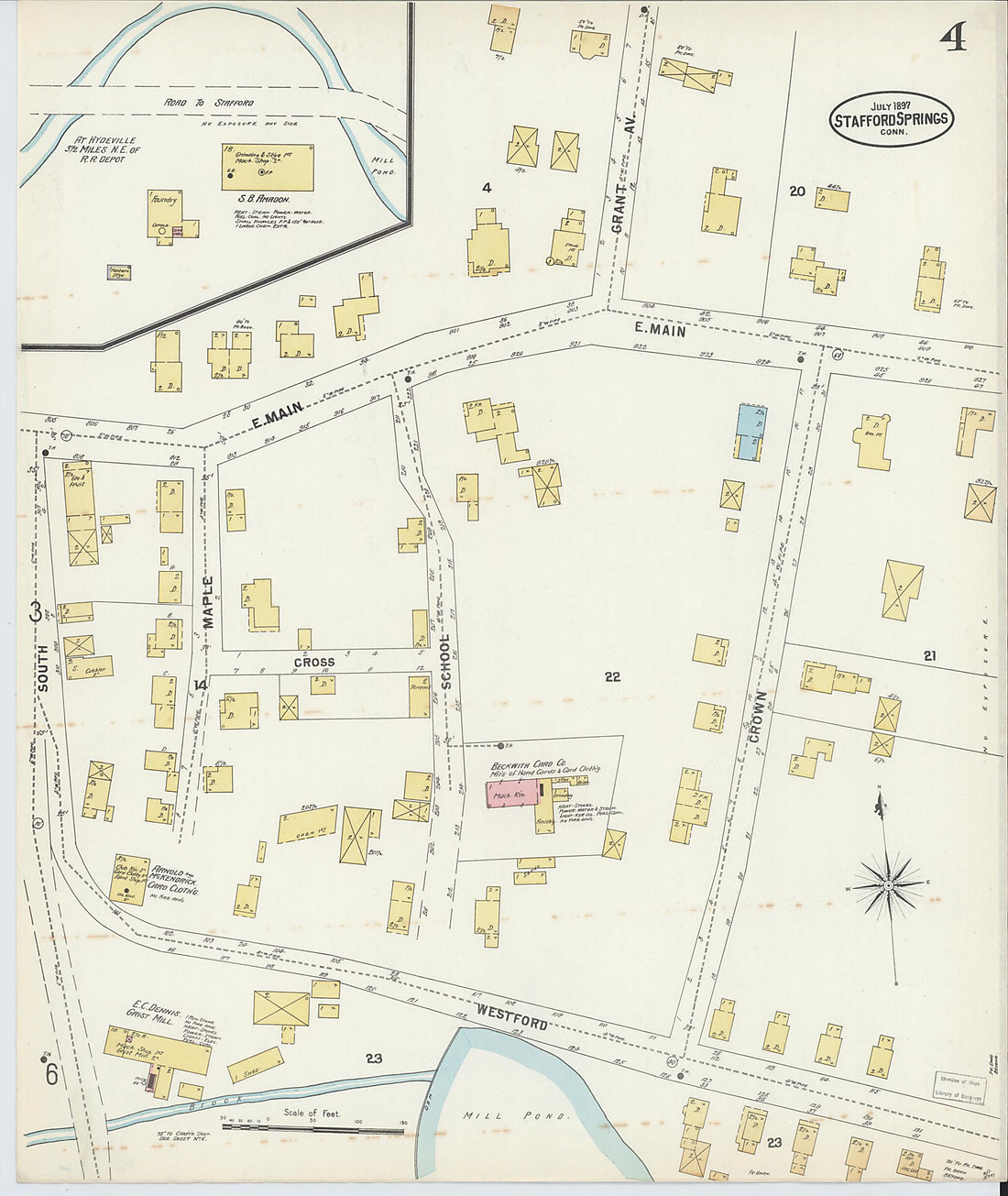 This old map of Stafford Springs, Tolland County, Connecticut was created by Sanborn Map Company in 1897
