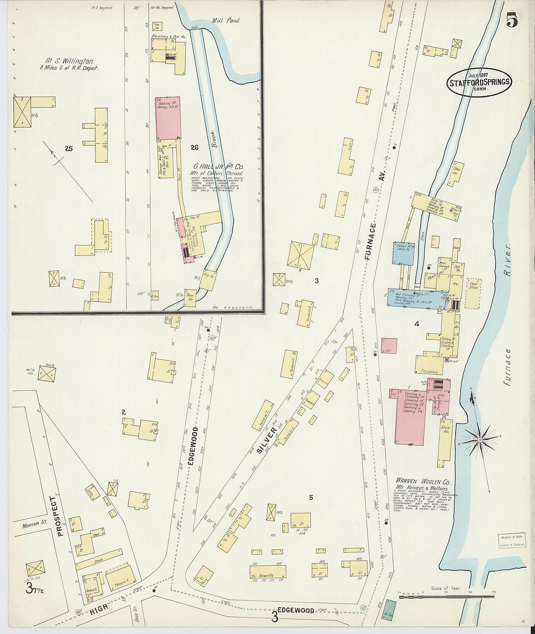This old map of Stafford Springs, Tolland County, Connecticut was created by Sanborn Map Company in 1897