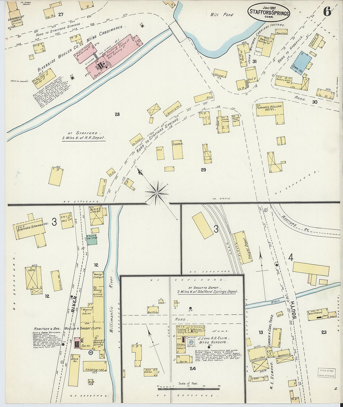 This old map of Stafford Springs, Tolland County, Connecticut was created by Sanborn Map Company in 1897