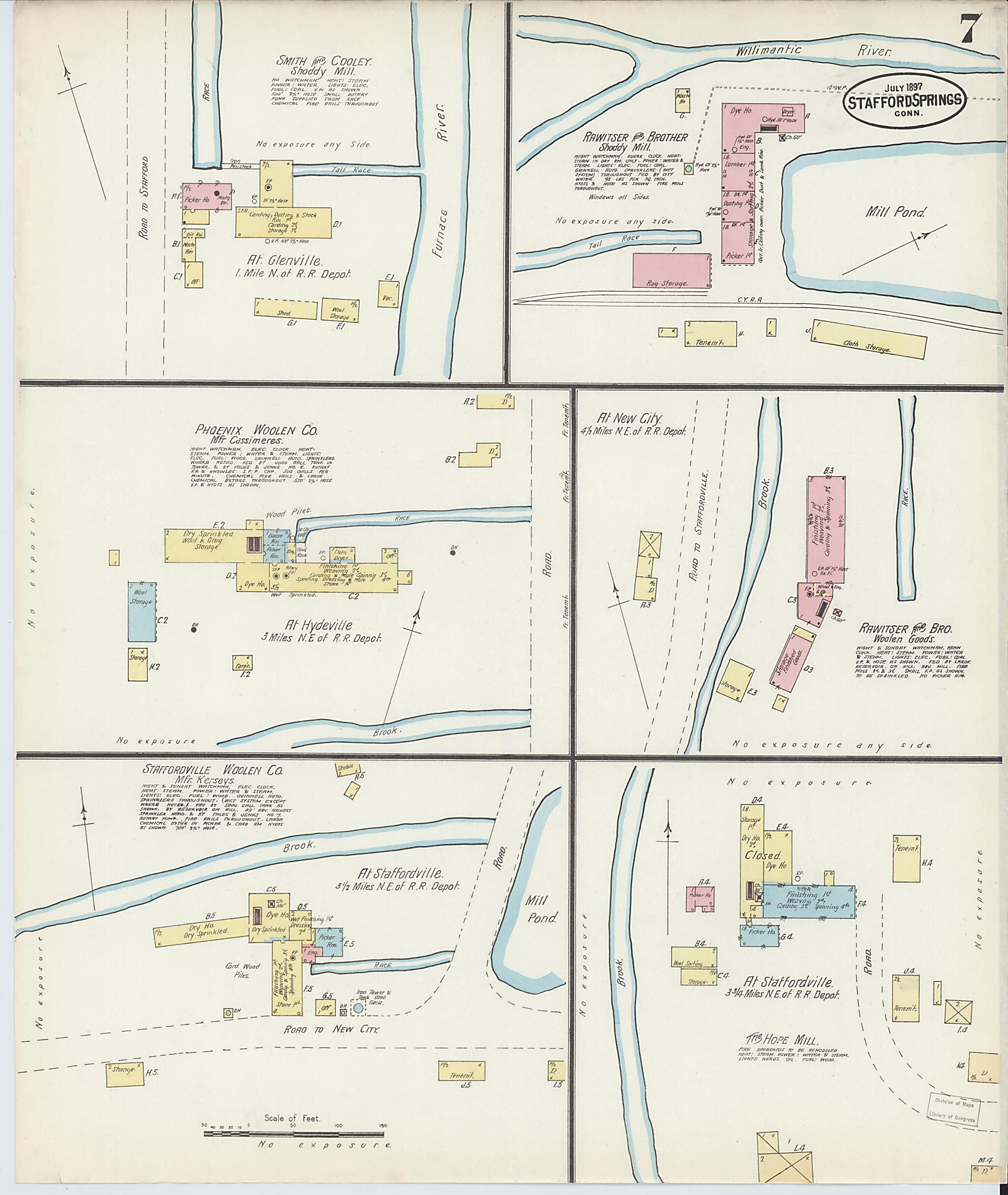 This old map of Stafford Springs, Tolland County, Connecticut was created by Sanborn Map Company in 1897