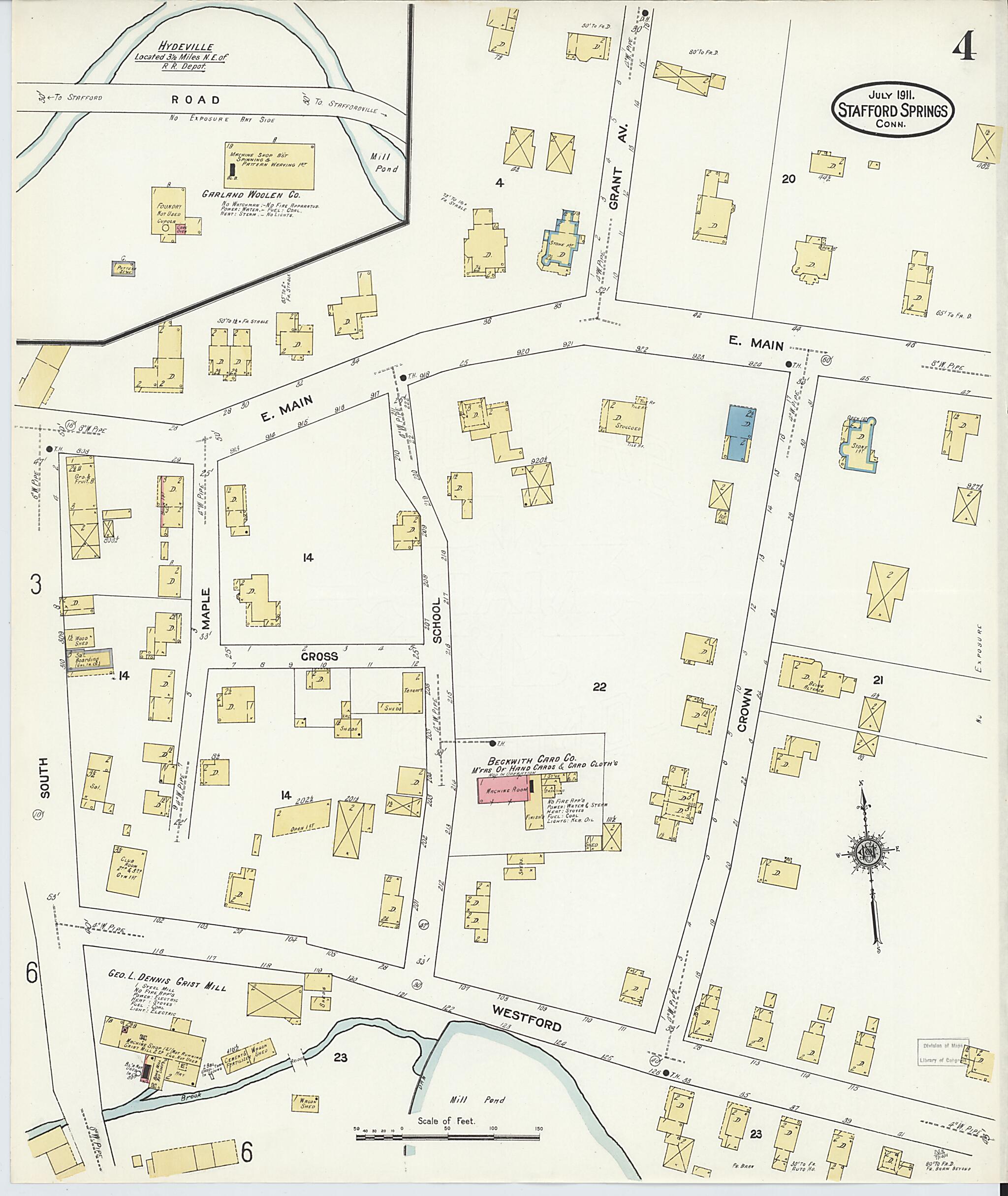 This old map of Stafford Springs, Tolland County, Connecticut was created by Sanborn Map Company in 1911