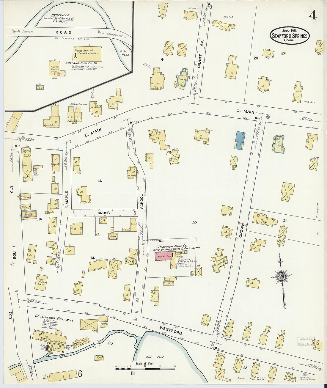 This old map of Stafford Springs, Tolland County, Connecticut was created by Sanborn Map Company in 1911